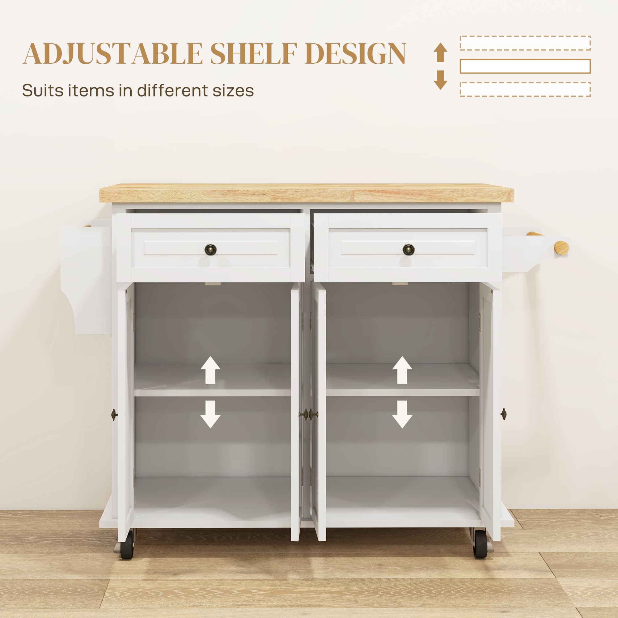 Transform Your Space with this Cream Rolling Kitchen Island - image 5