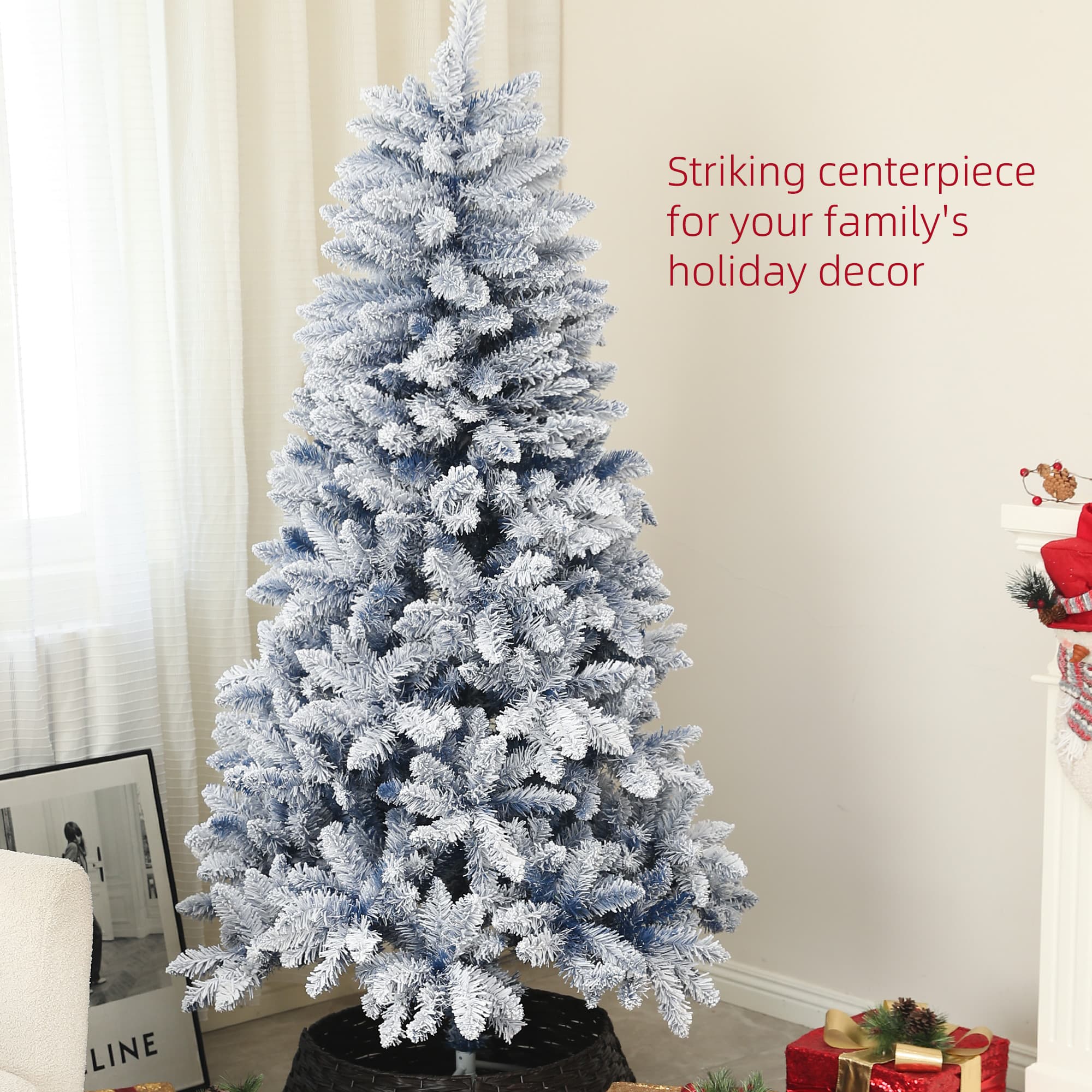 Transform Your Home with this 6ft Blue Flocked Christmas Tree - image 5