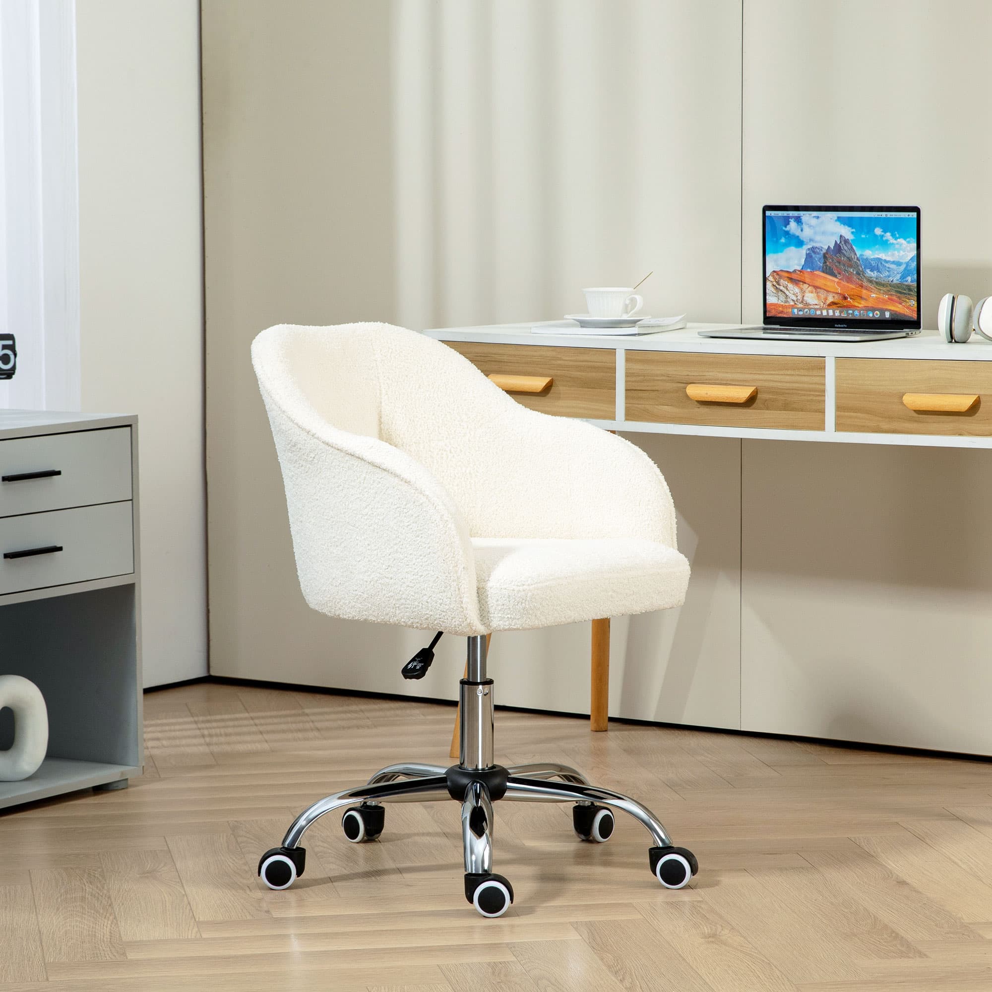 Cream Teddy Fleece Office Chair for Effortless Comfort - image 5