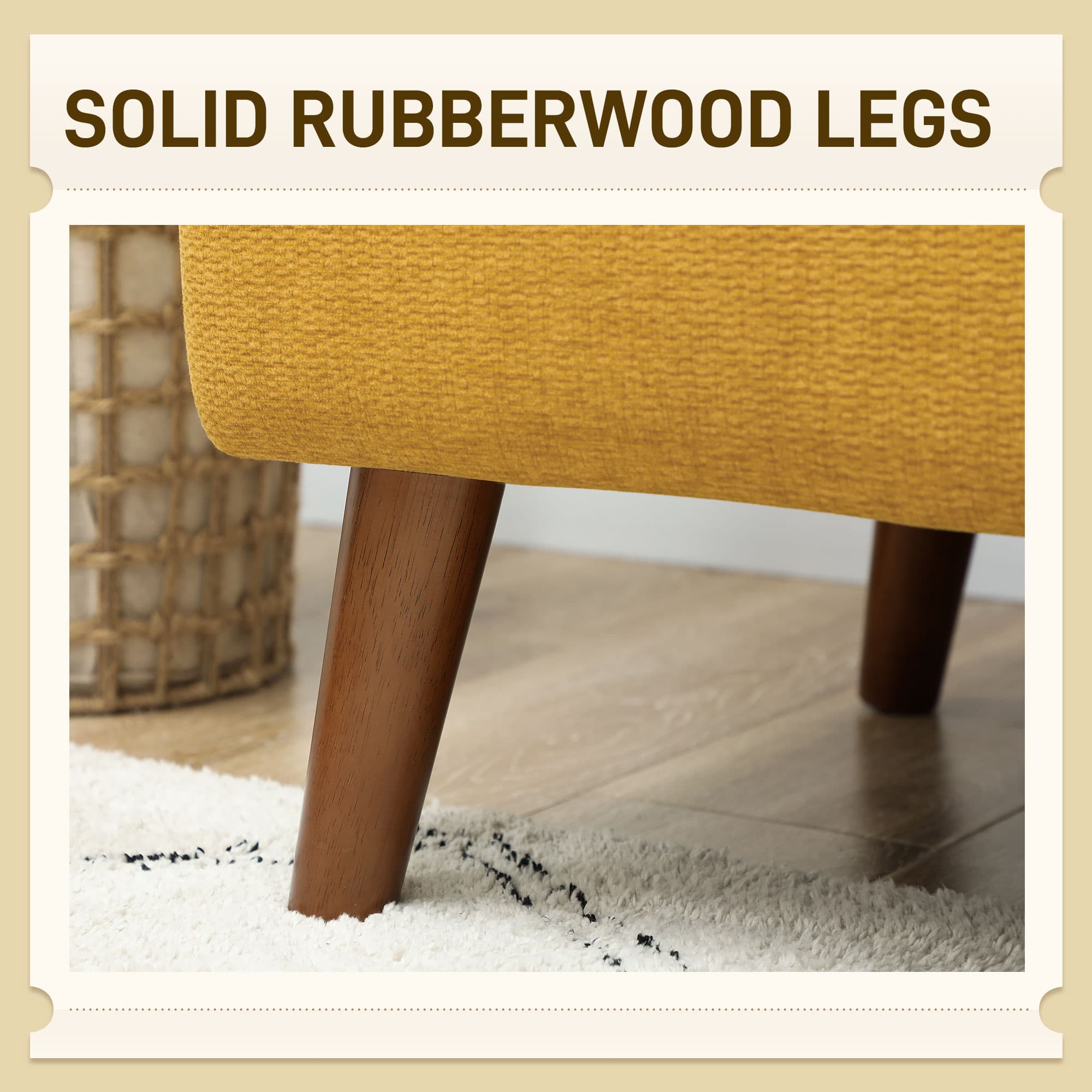 A compact mustard sofa with mid-century legs and generous cushioning - image 1
