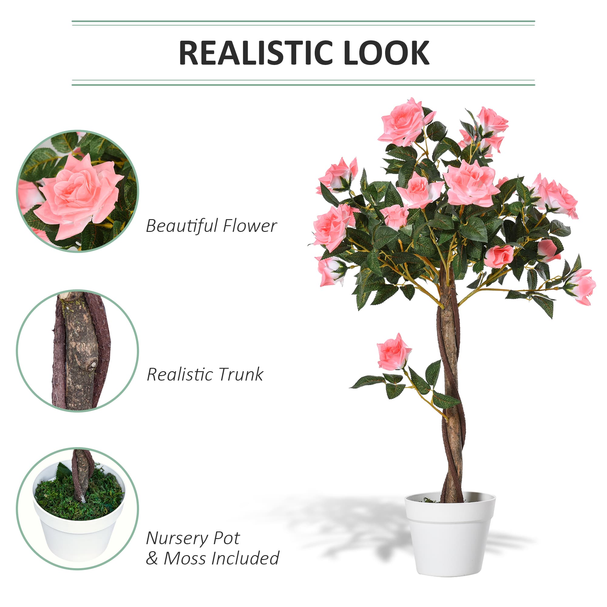 Effortless Elegance: Set of 2 Premium 90cm Faux Rose Plants - image 2