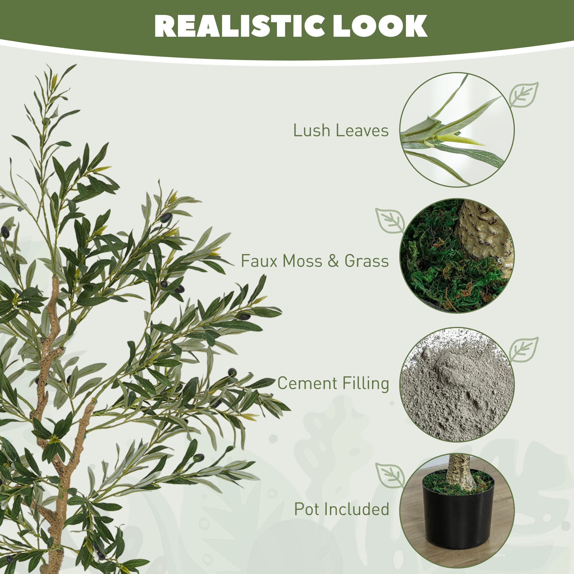 Set of Two Artificial Olive Trees with Silk Foliage and Weighted Pots - image 1