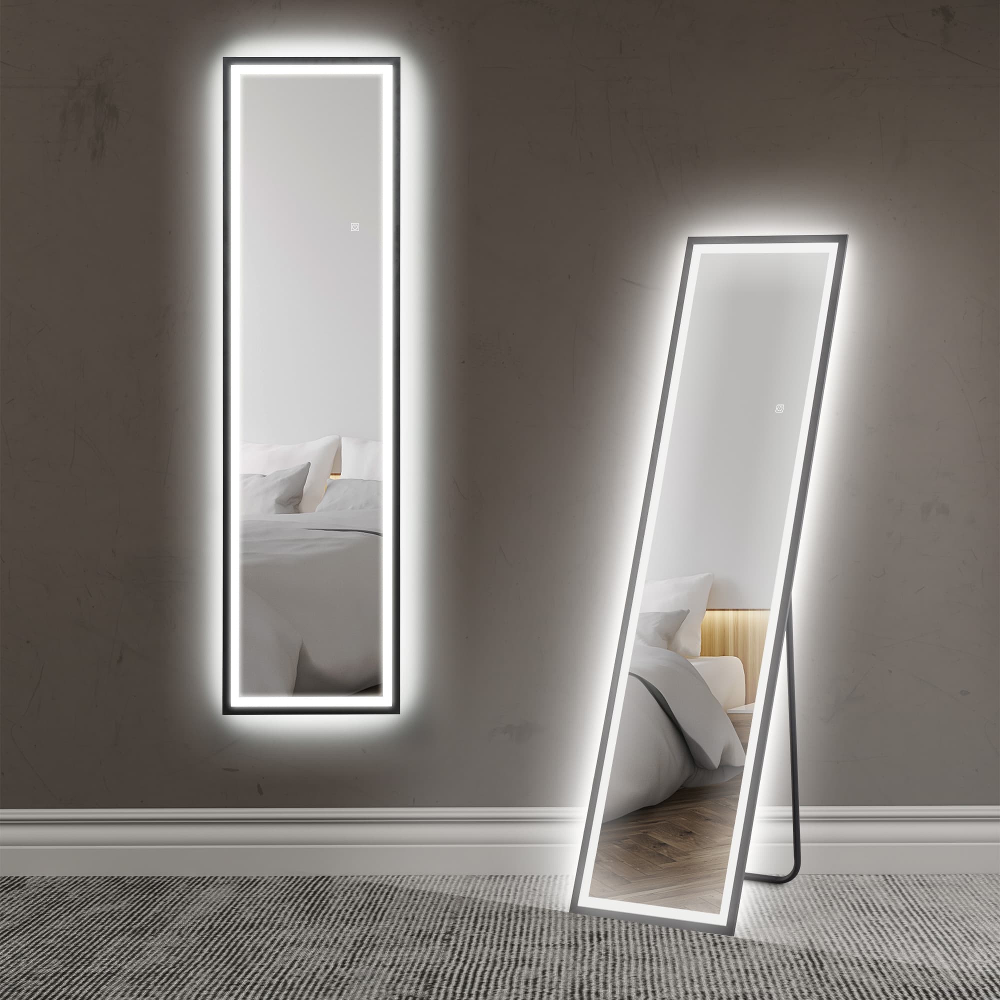 Transform Your Space With This Black Full Length LED Mirror - Black