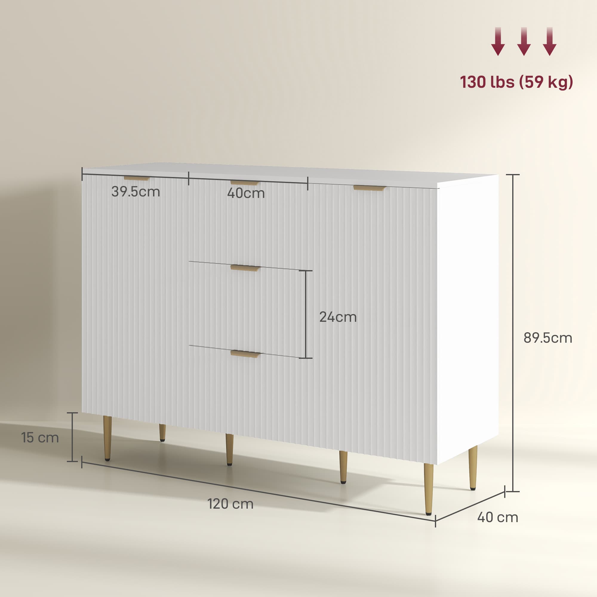 Effortless Storage: Modern White Fluted Sideboard - image 5