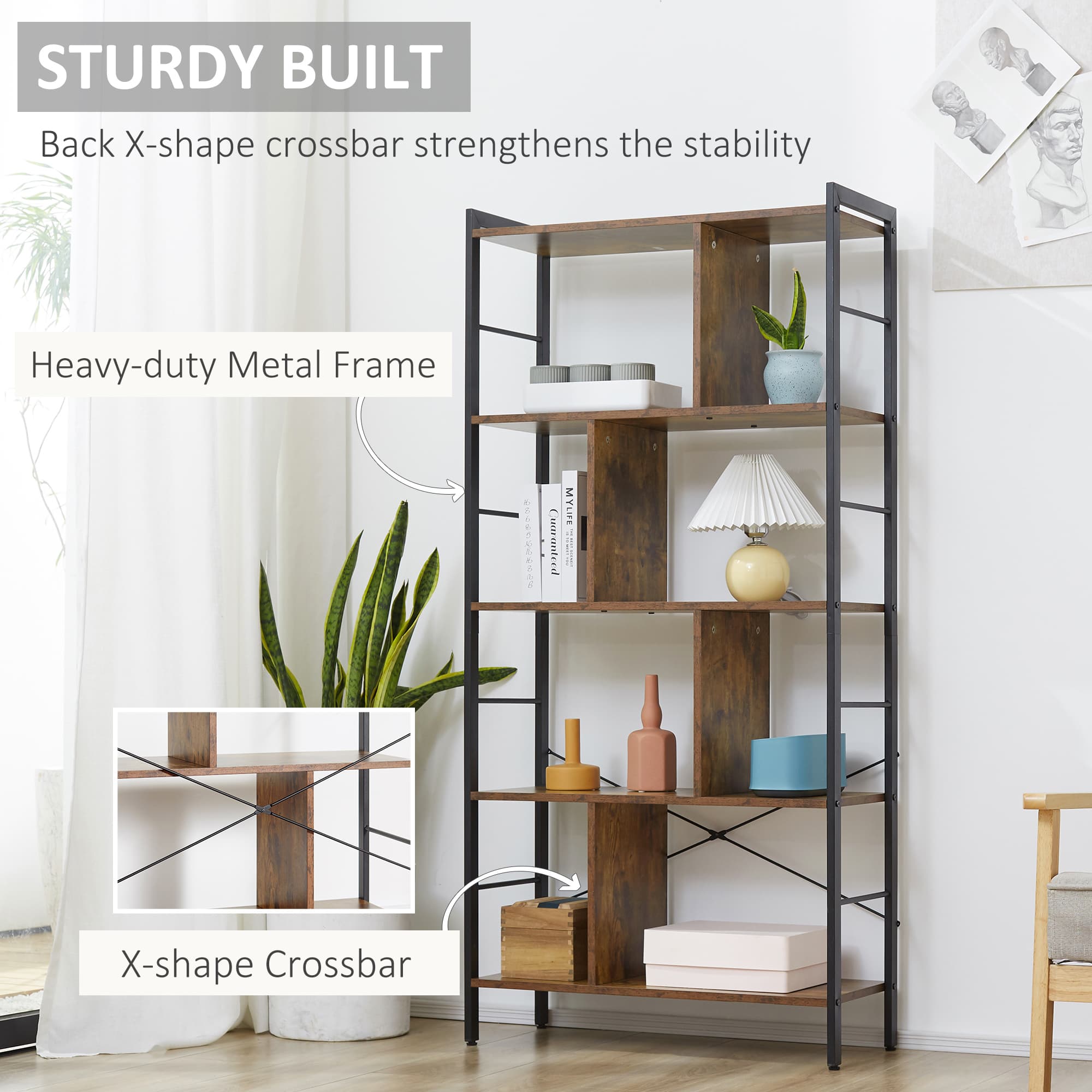 5-Tier Industrial Bookcase for Effortless Organisation - image 2