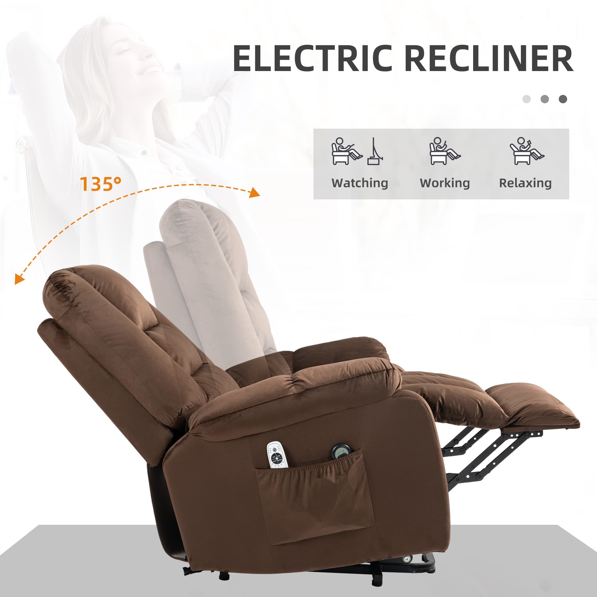 Effortless Comfort: Brown Heated Massage Riser Recliner - image 3