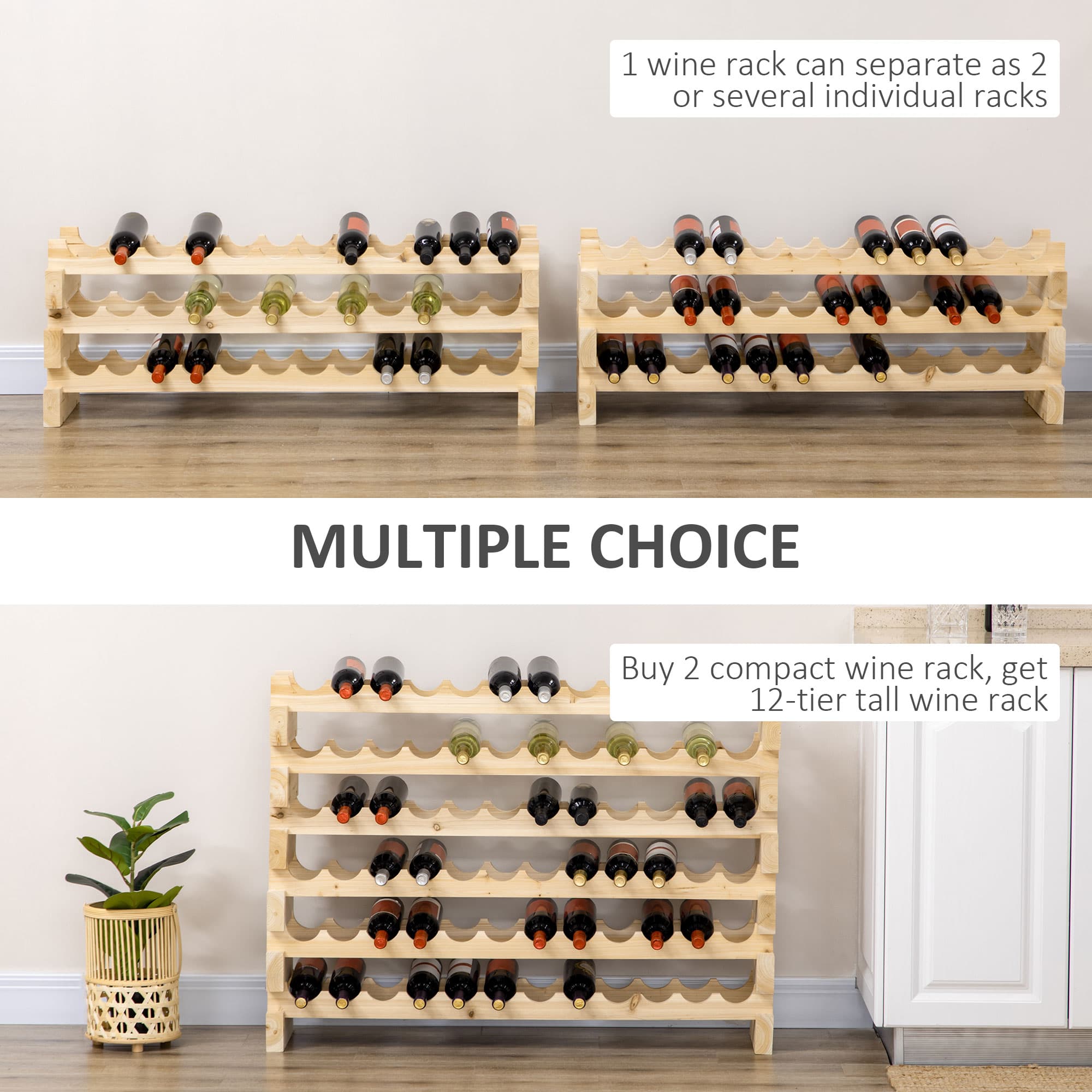 Solid Wood Six-Tier 72-Bottle Wine Rack - Set of 2 - image 3