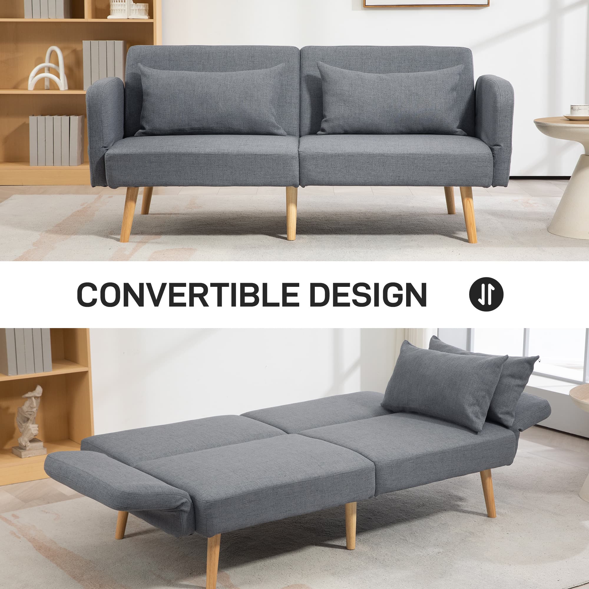 Transform Your Space with this Grey Click-Clack Sofa Bed - image 4