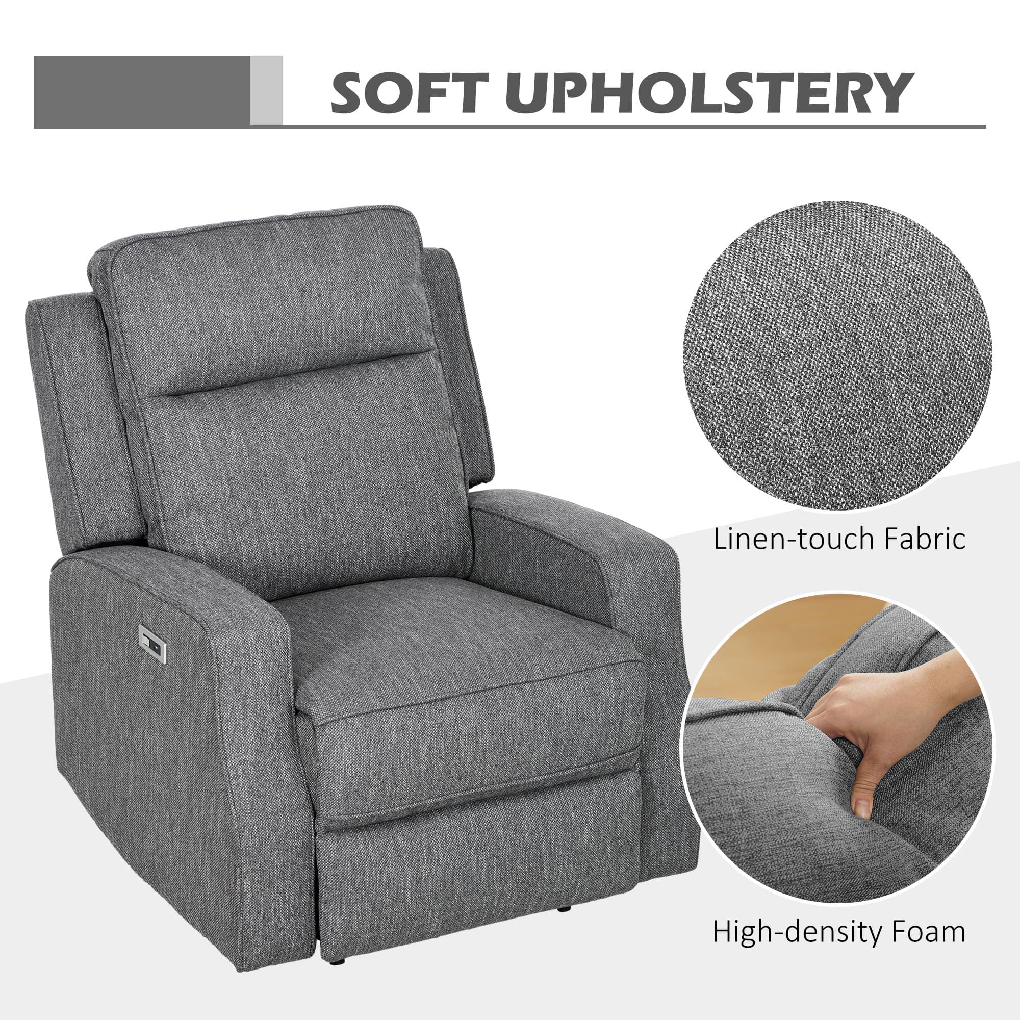 Effortless Comfort: Charcoal Grey Electric Reclining Chair - image 2