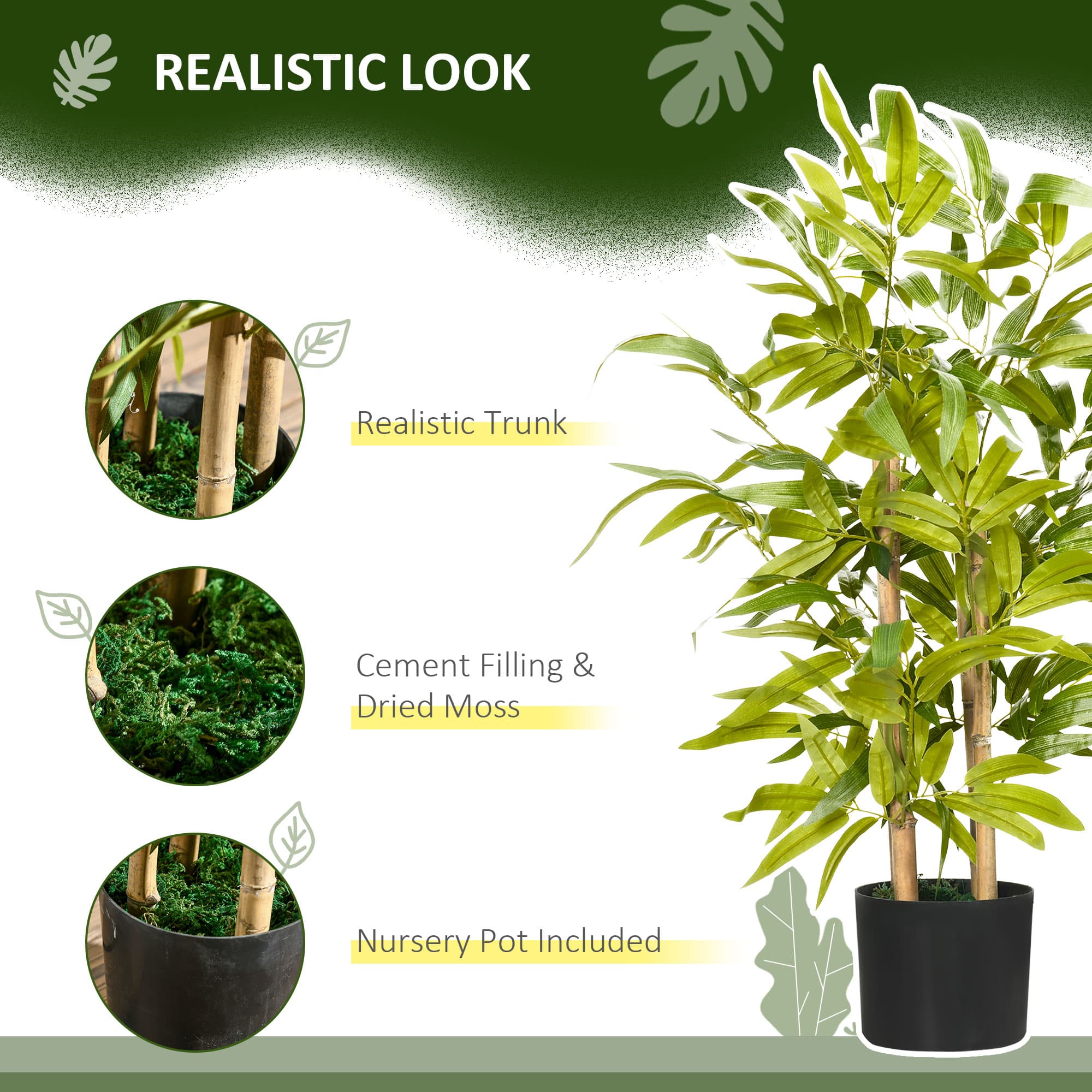 Two faux bamboo plants in black pots — 60cm, zero upkeep - image 3