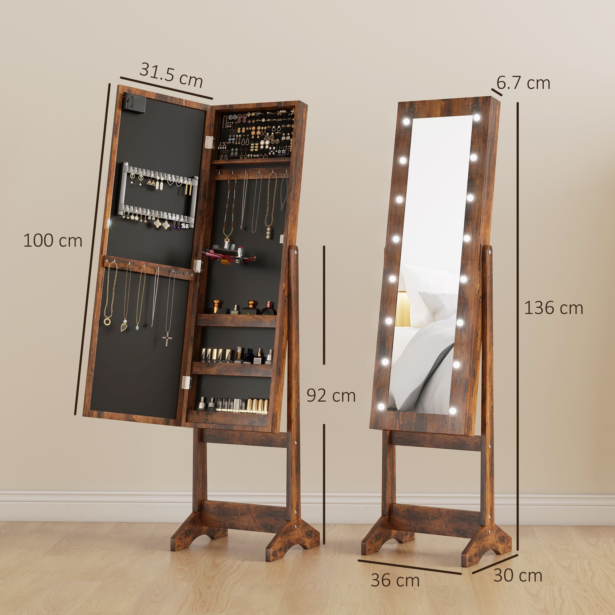 Transform Your Routine with this LED Mirrored Jewellery Cabinet - image 3