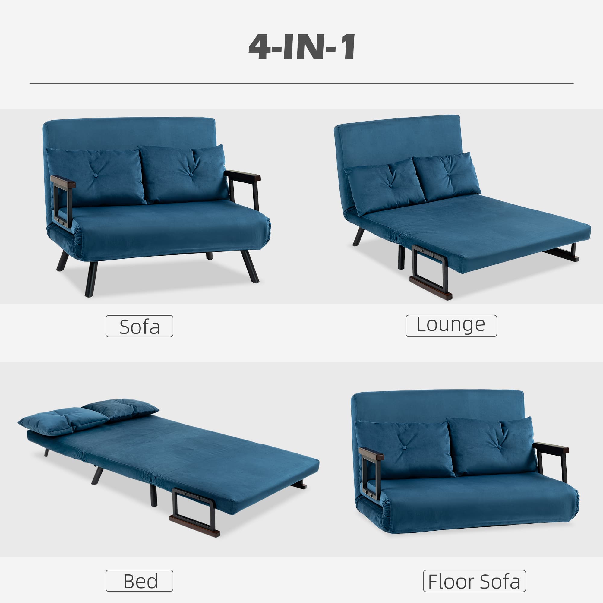 Transform Your Space with the 4-in-1 Velvet Double Sofa Bed - image 2