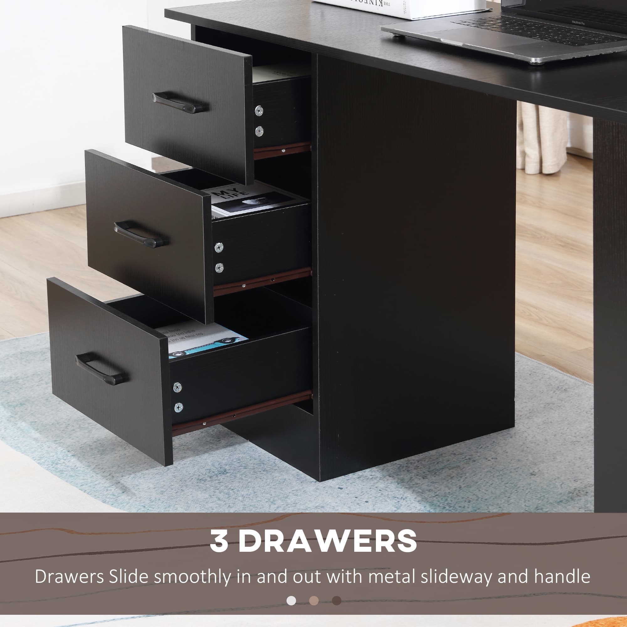 Transform Your Workspace with this Modern Black Computer Desk - image 3