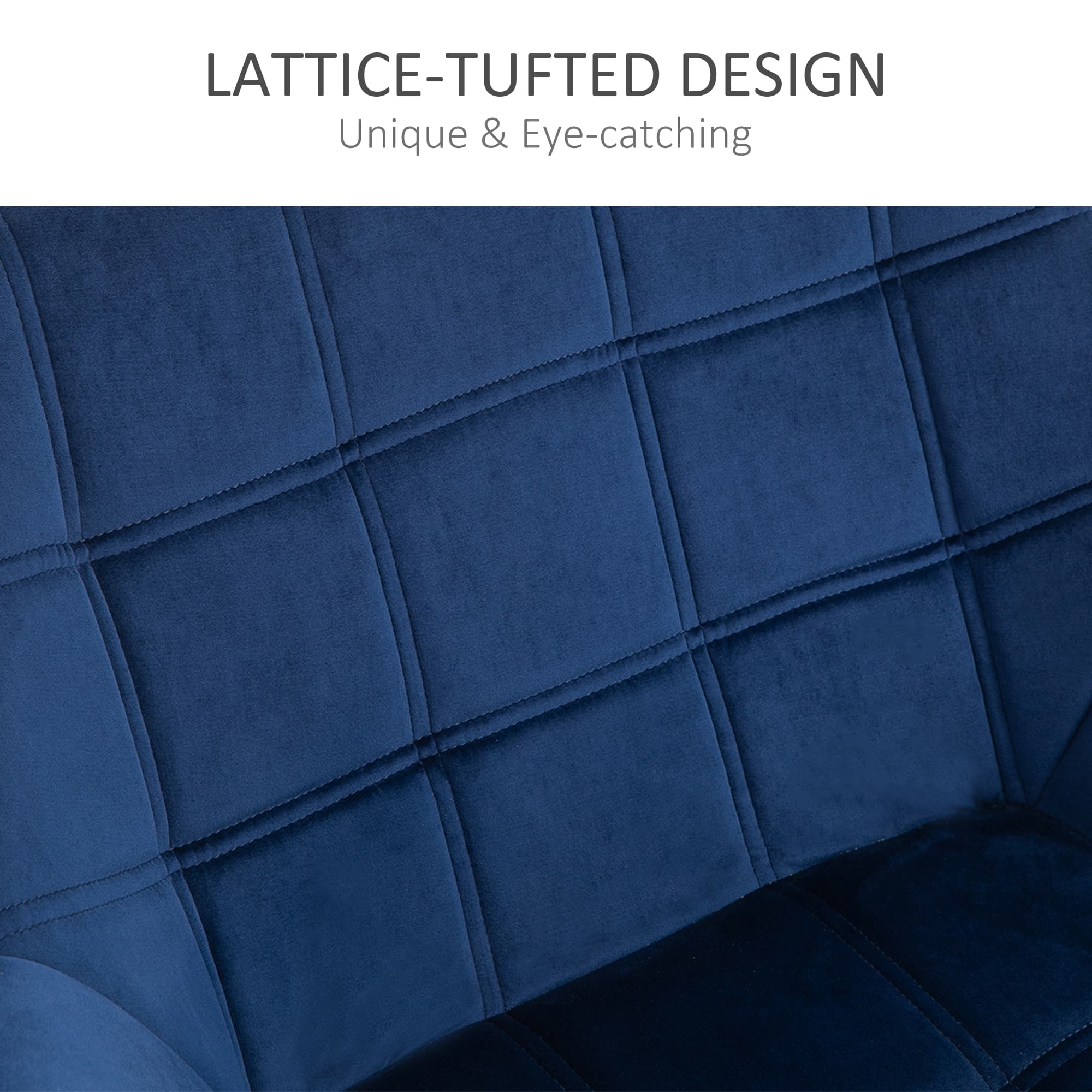 Blue Velvet Accent Chairs With Quilted Seat – Set of 2 - image 3
