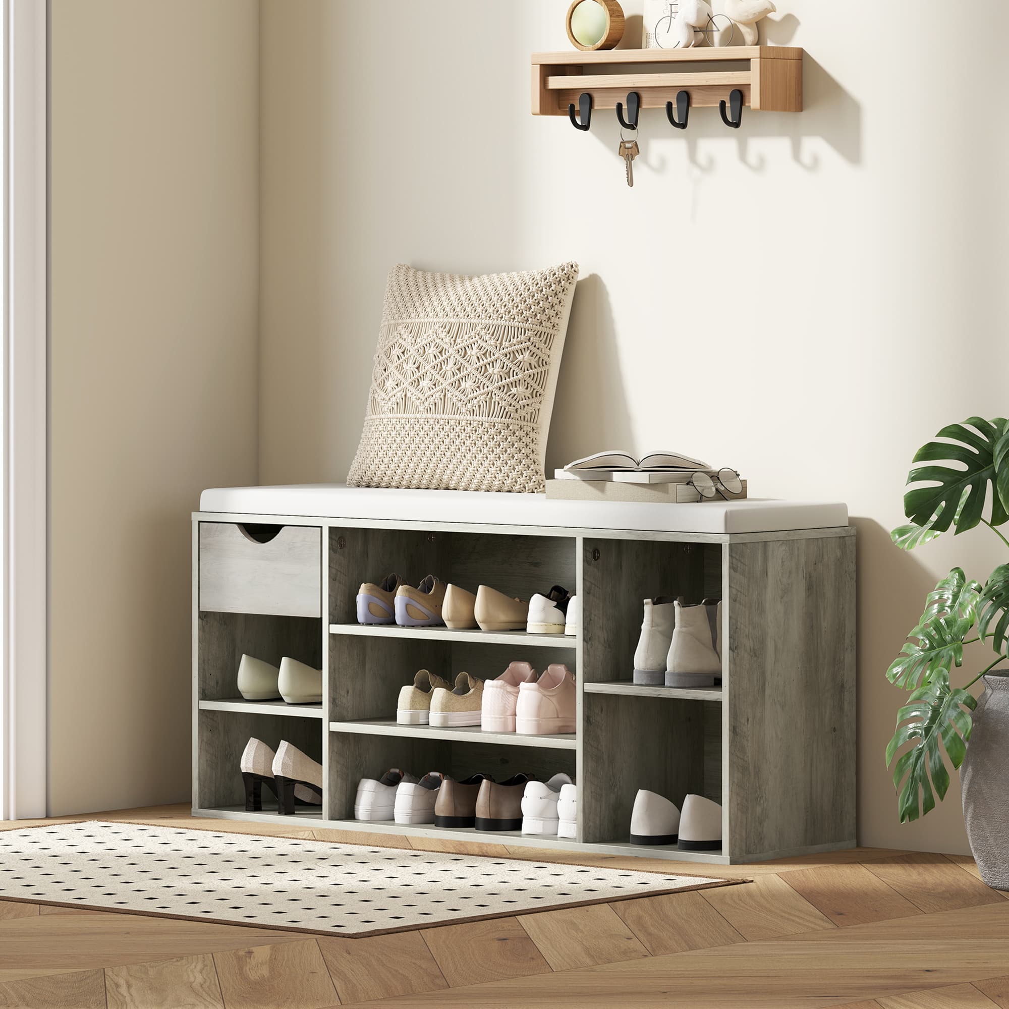 Transform Your Hallway with this Grey Shoe Storage Bench - image 5