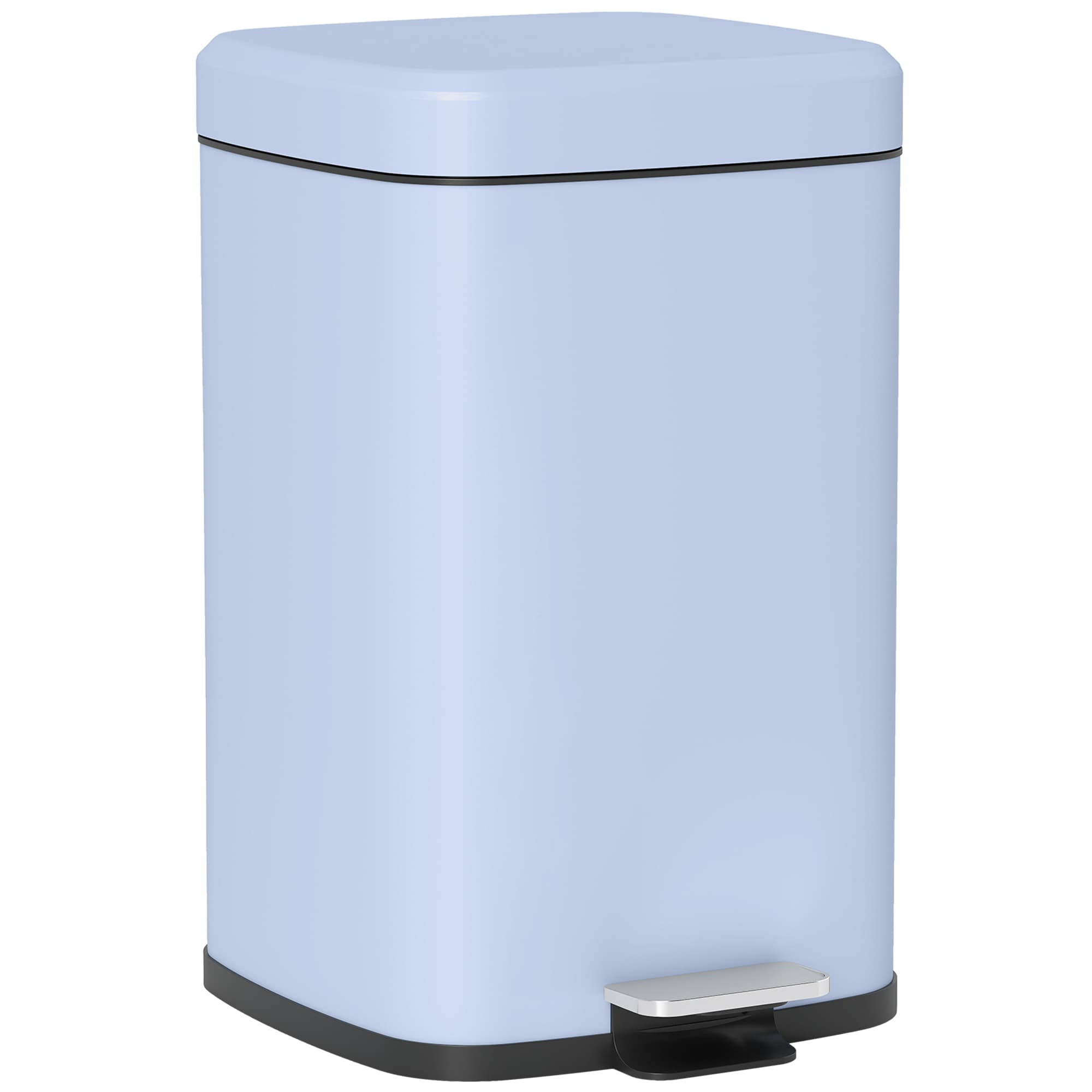 20L Metal Pedal Bin With Soft-Close Lid, Light Blue