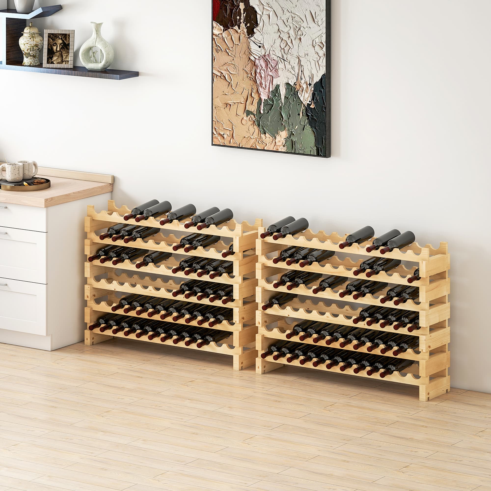Solid Wood Six-Tier 72-Bottle Wine Rack - Set of 2 - image 1