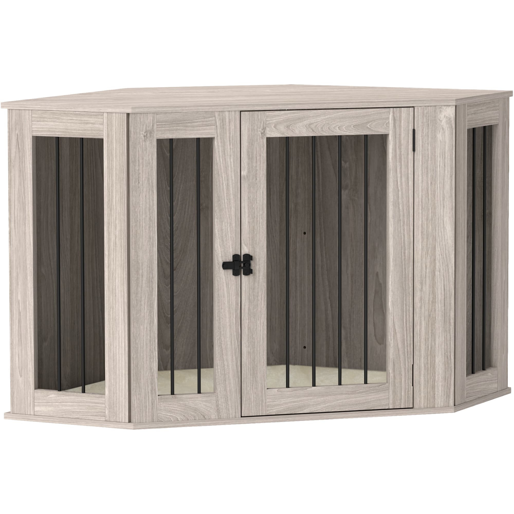 Corner Dog Crate That Doubles as Living Room Furniture