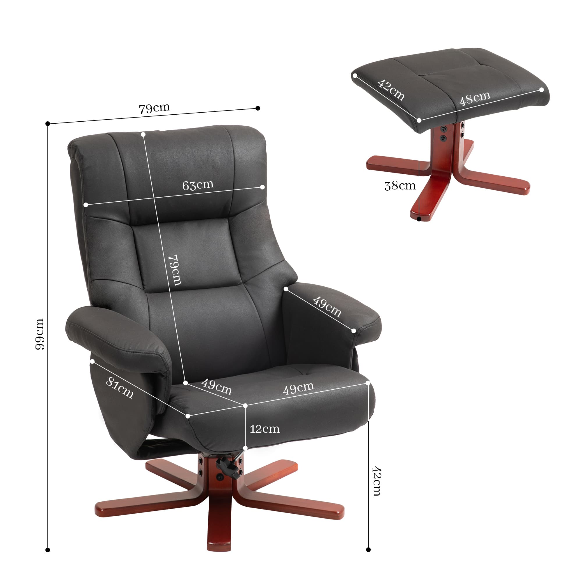 Transform Your Lounge with this Black Recliner & Footstool Set - image 2