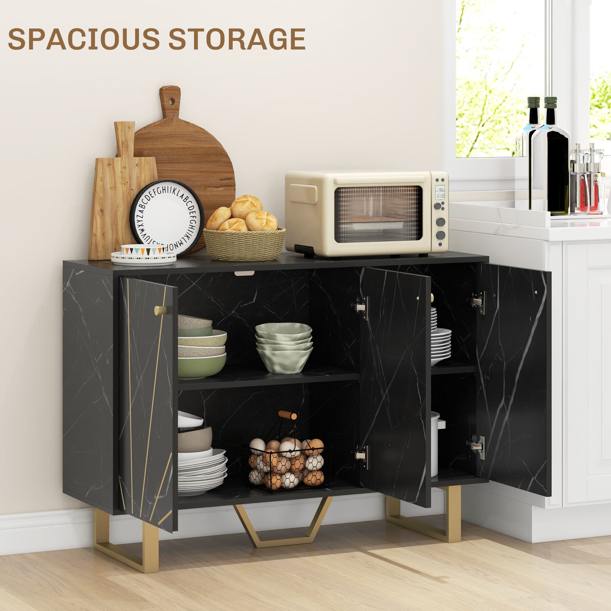 Transform Your Space with this Black Marble Tone Sideboard - image 5