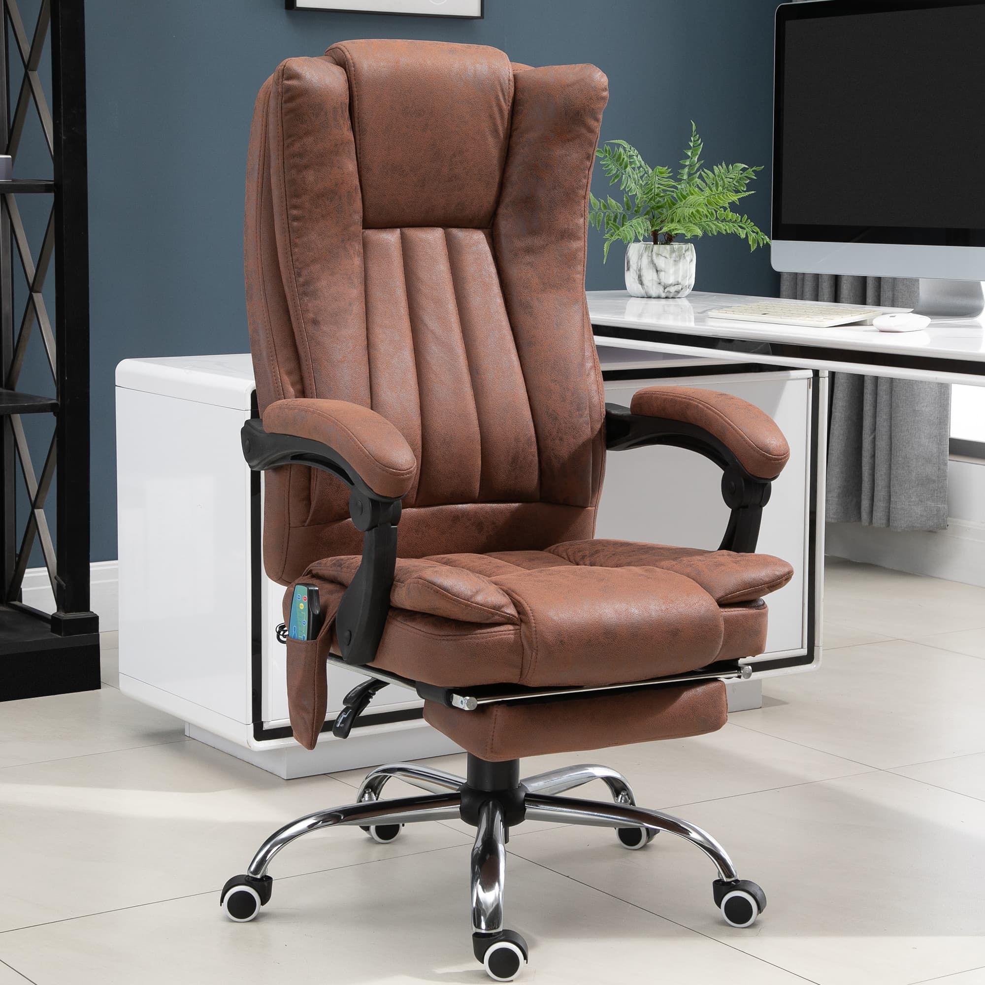Brown Reclining Massage Office Chair with Heat - image 10