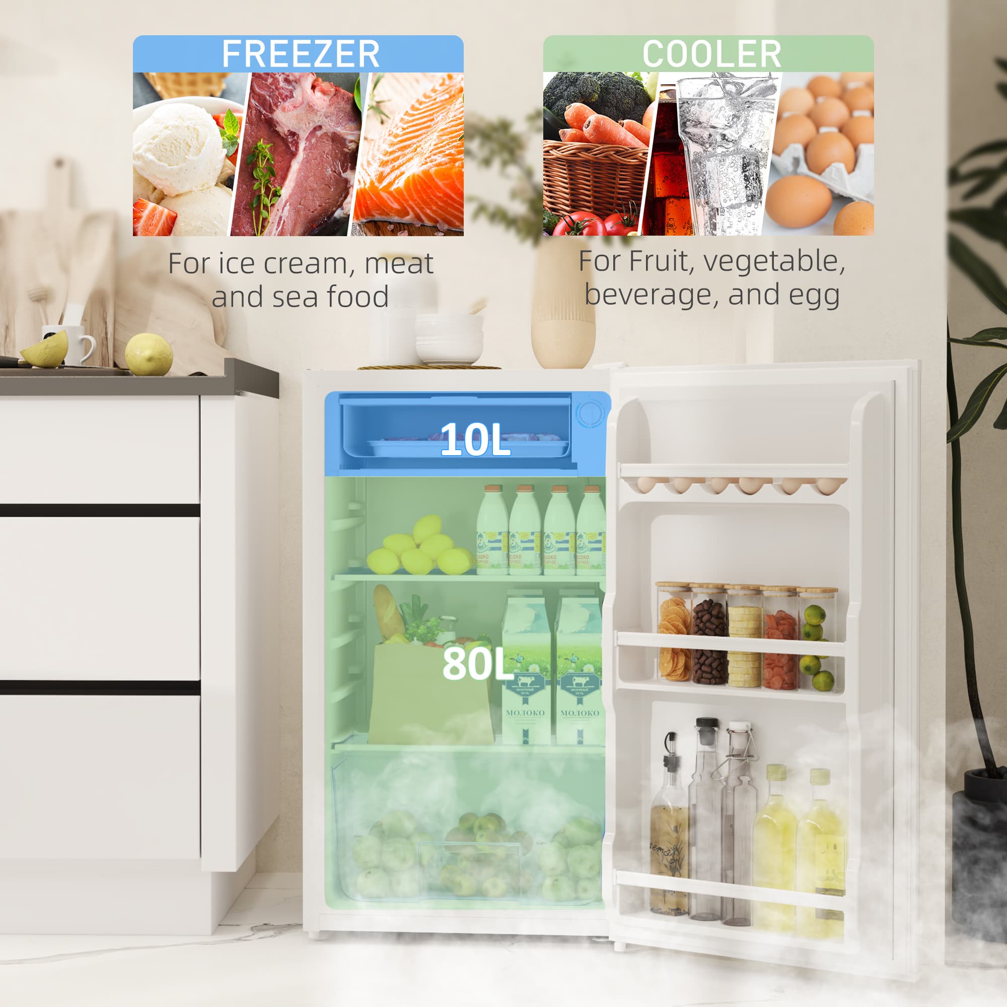 White 91L Under-Counter Fridge with Lock - image 8