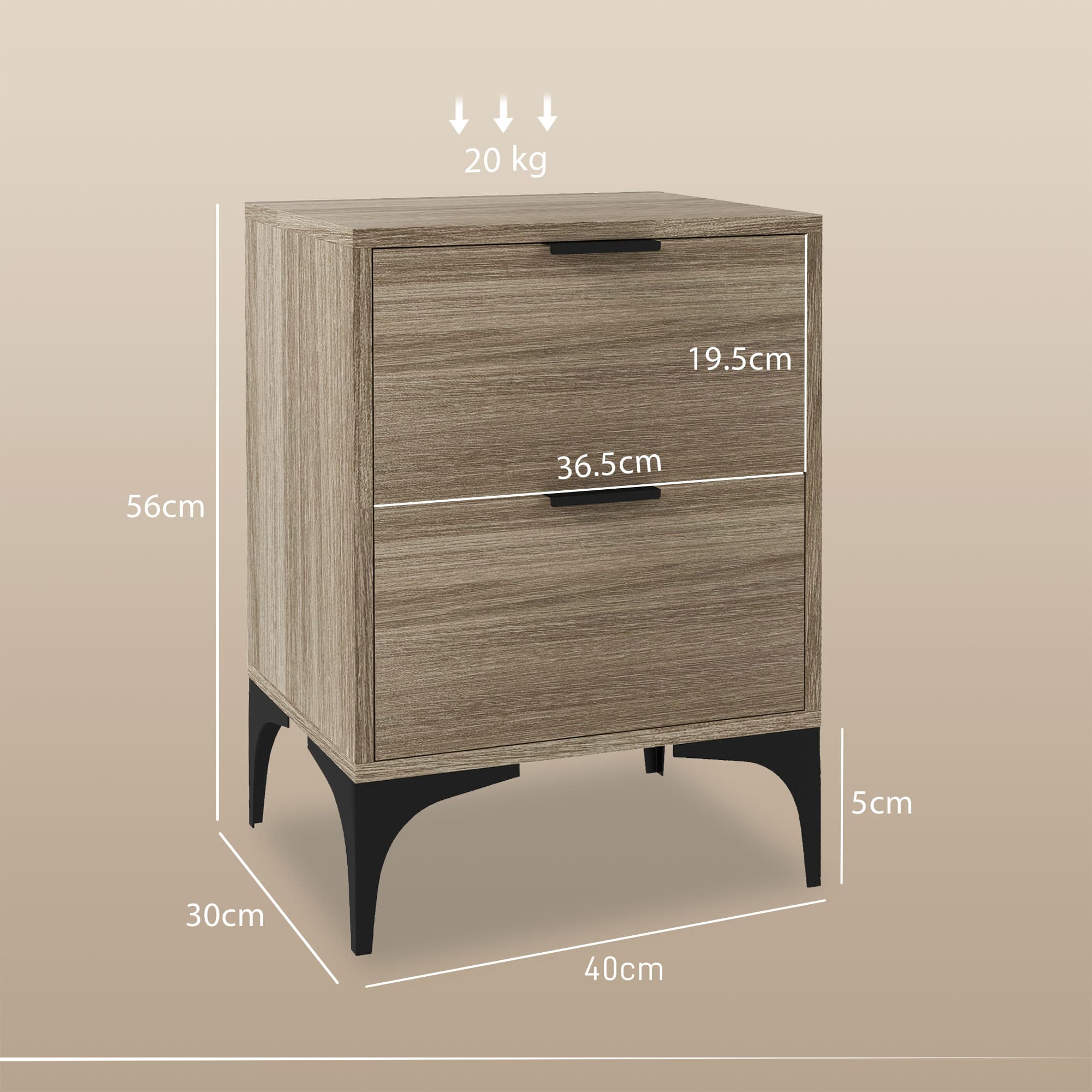 Pair of Matching Bedside Tables in Wood Effect With Steel Legs - image 3