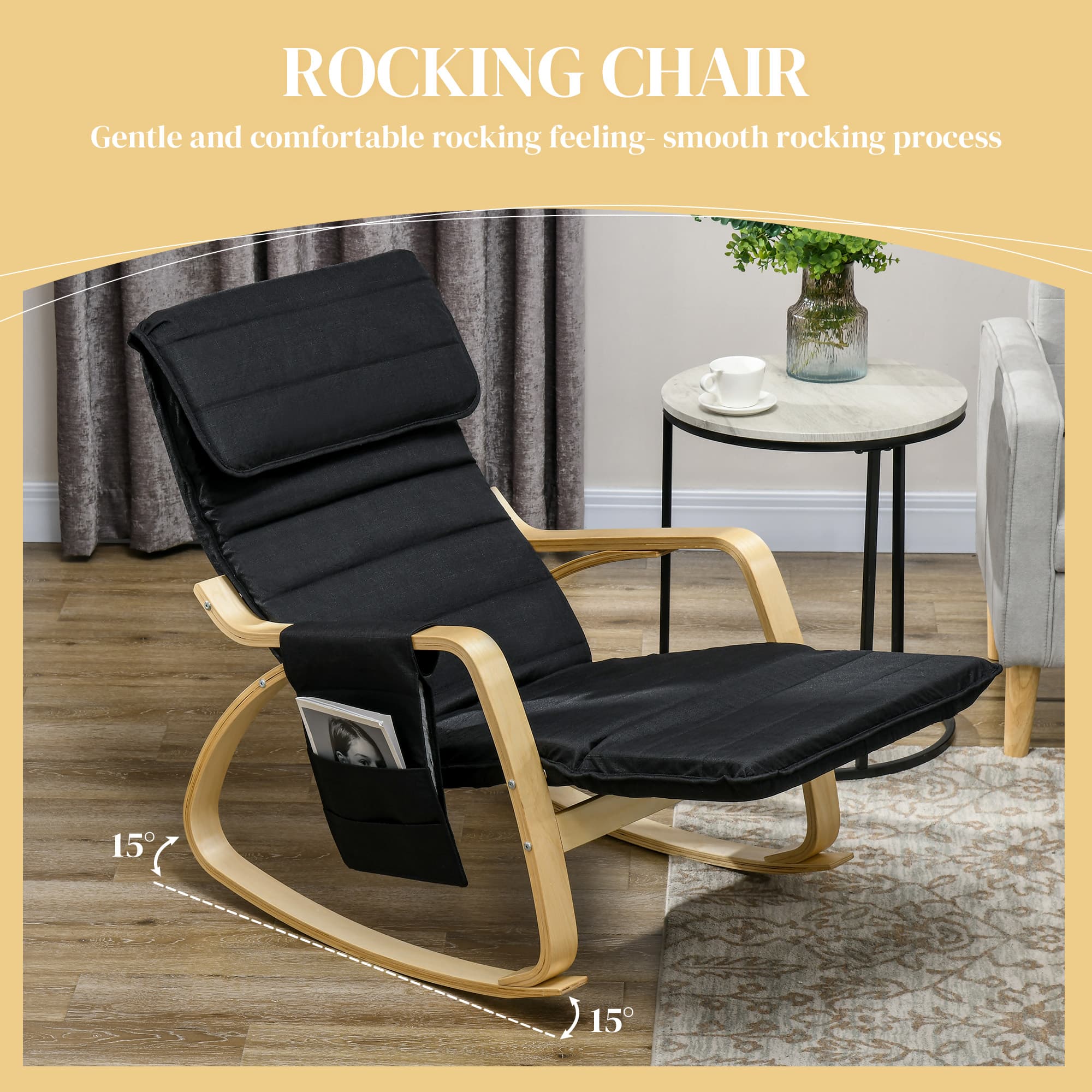 Relax Effortlessly in Our Black Rocking Lounge Chair - image 3