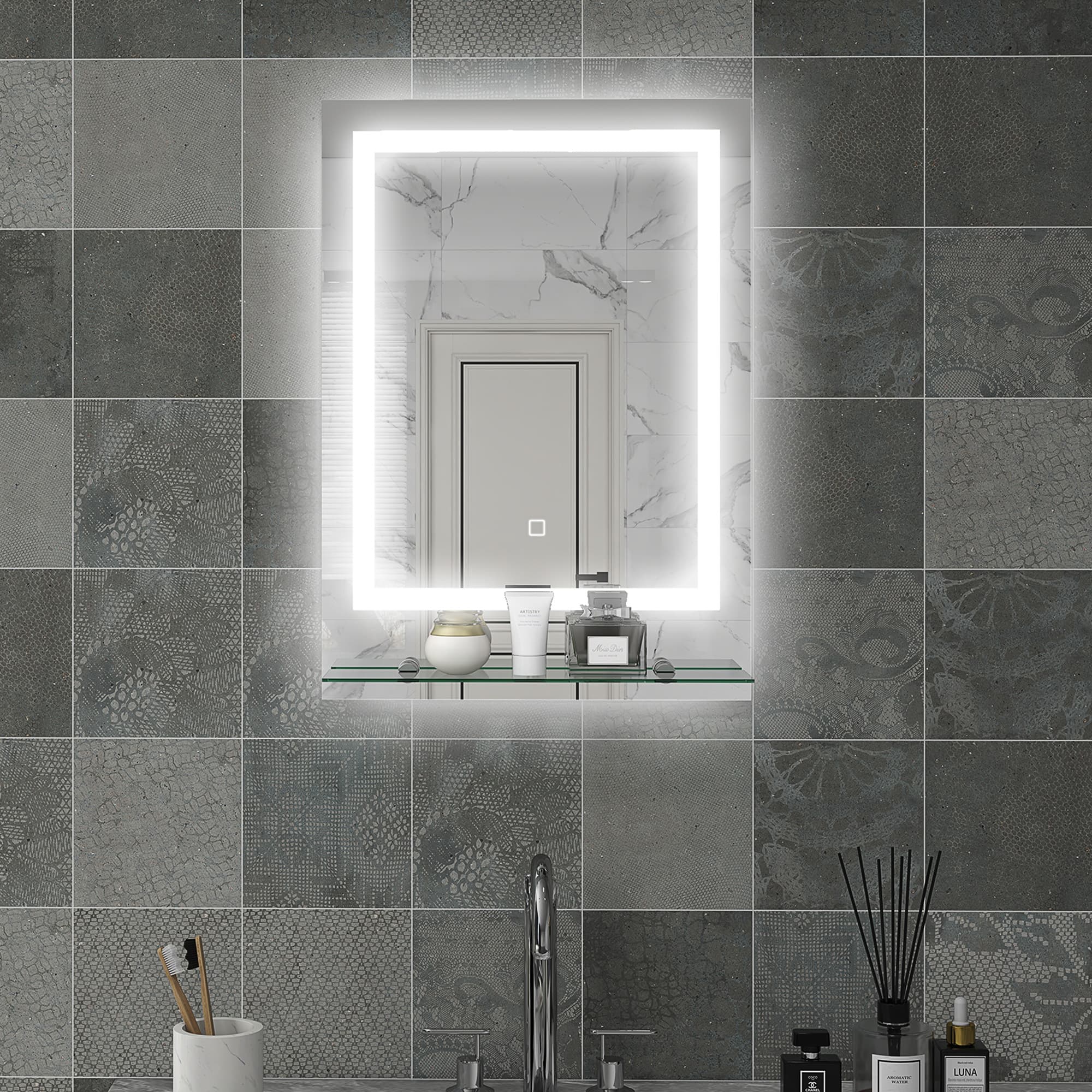 Smart Touch Illuminated Bathroom Mirror with Anti-Fog - image 3