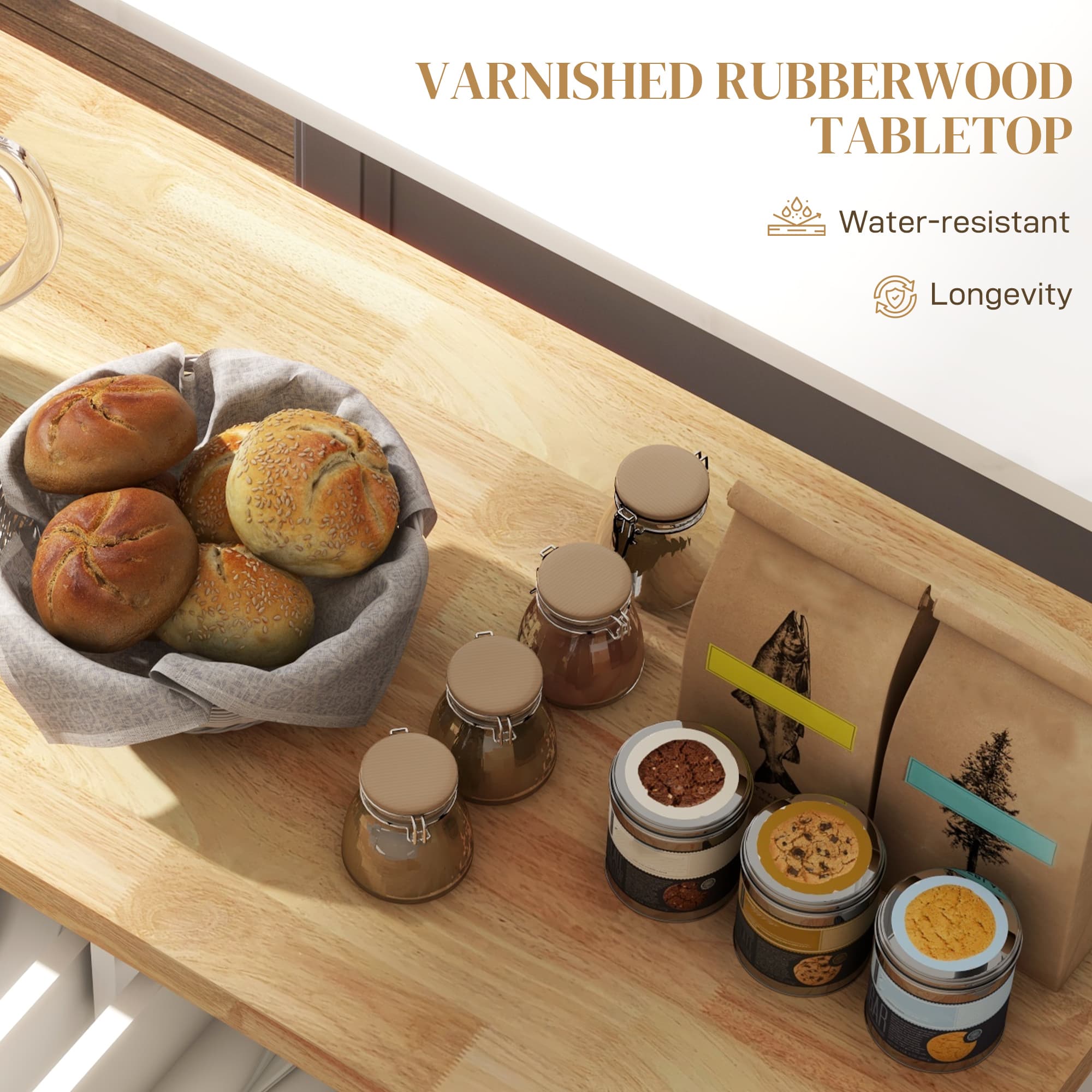 Transform Your Space with this Cream Rolling Kitchen Island - image 1