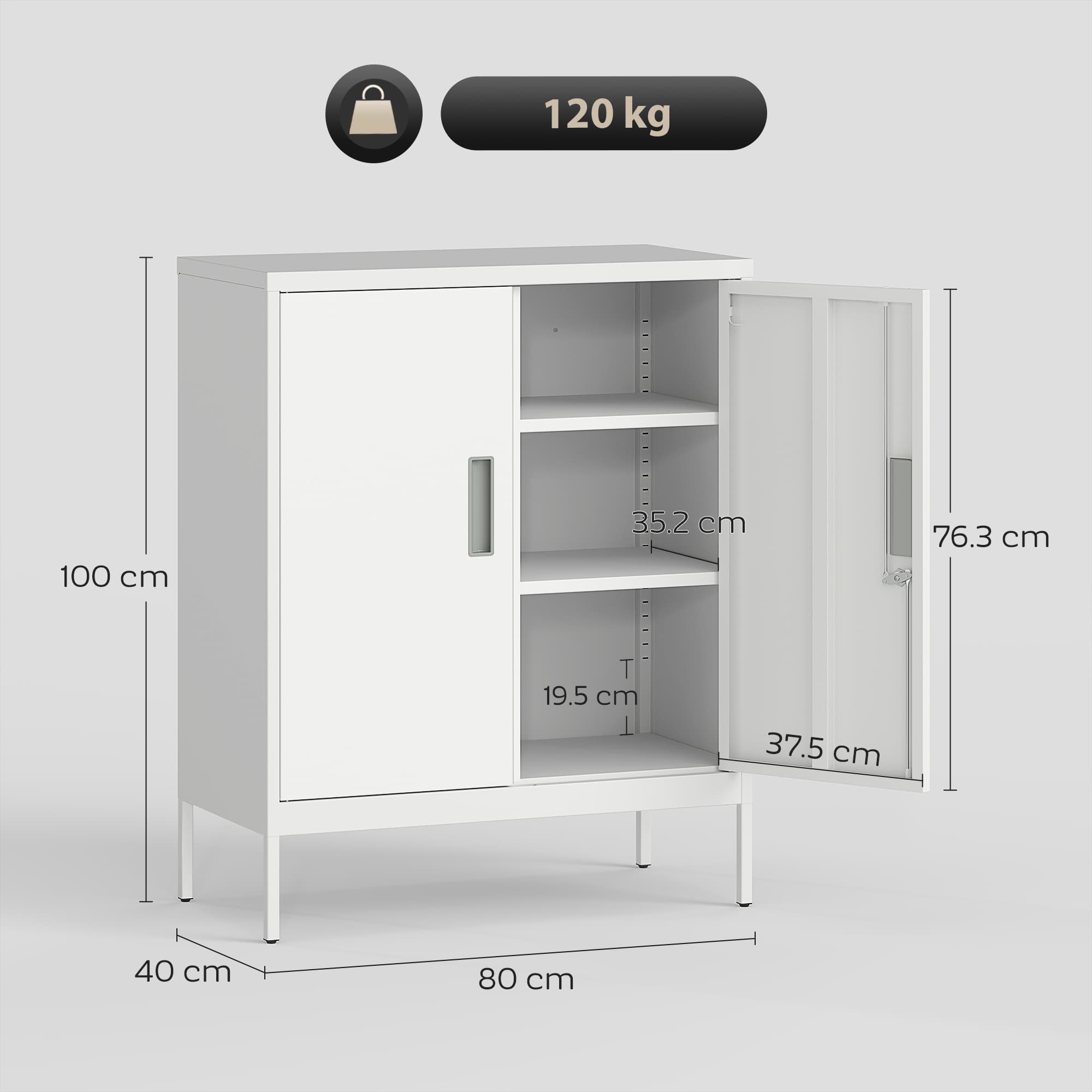 Secure White Metal Storage Cabinet for Home and Office - image 2