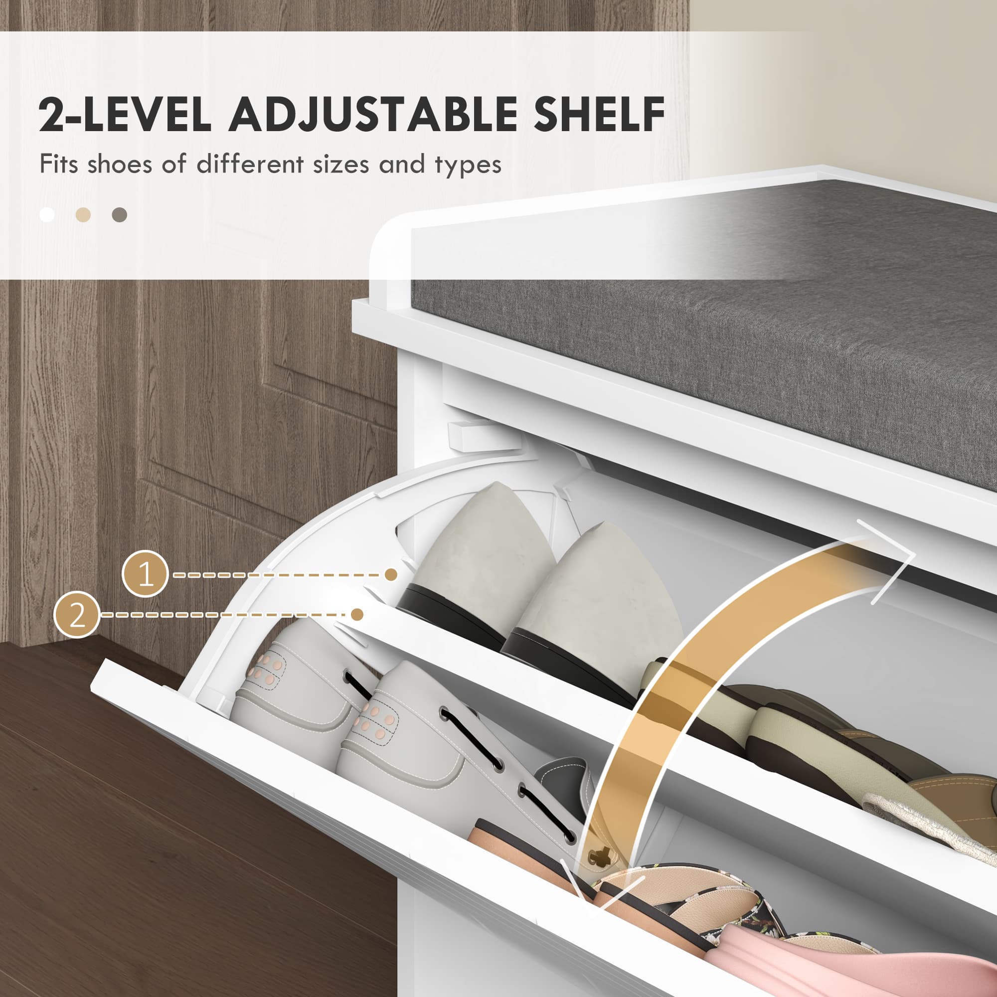 White Padded Shoe Storage Bench for Effortless Organisation - image 3