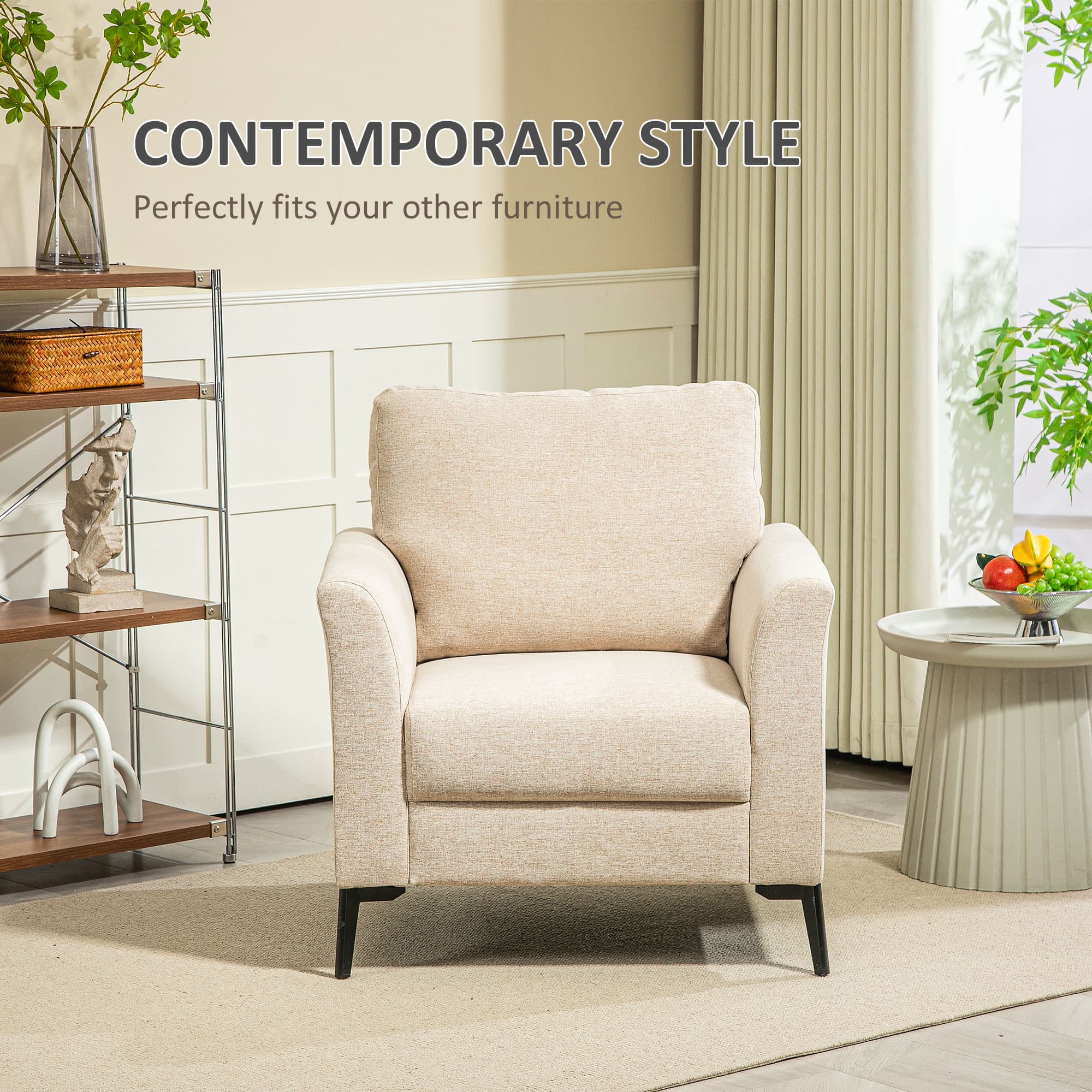 Sink Into Comfort: The Linen-Look Beige Accent Armchair - image 5