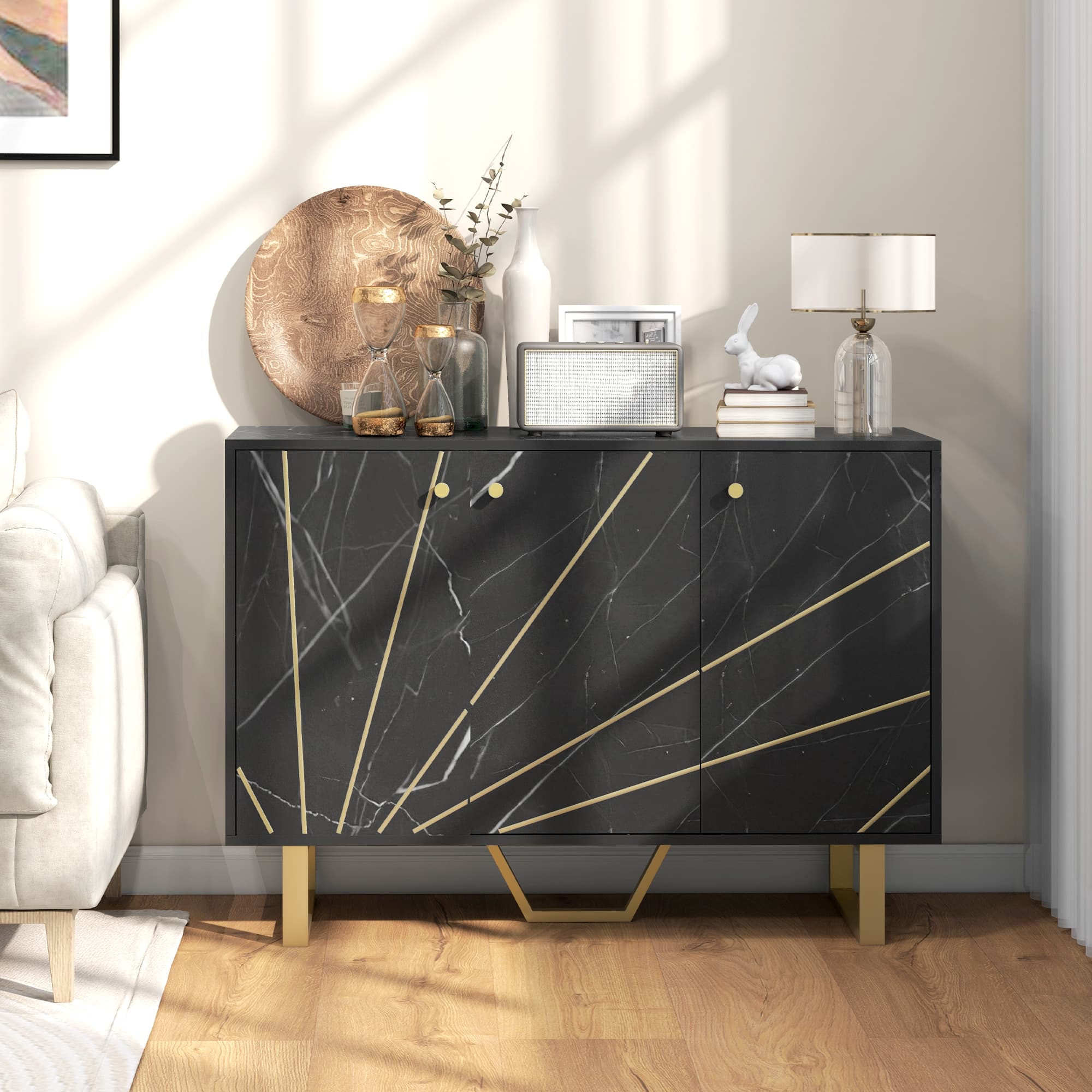 Transform Your Space with this Black Marble Tone Sideboard - image 3