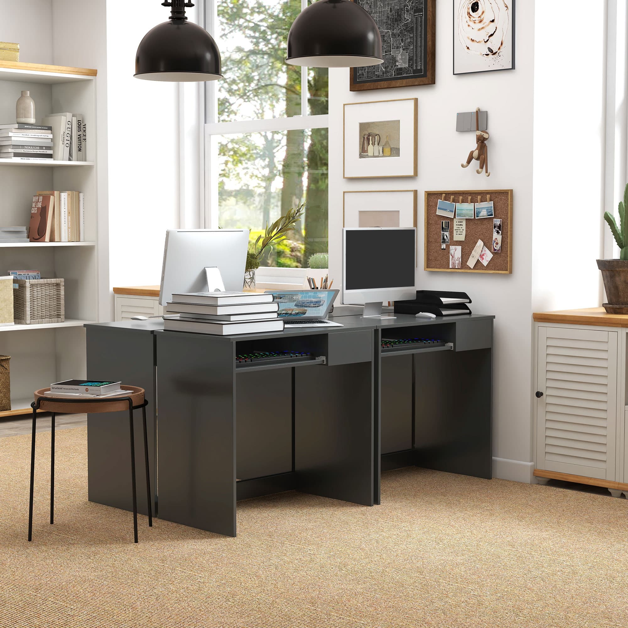 Space-Saving Grey Computer Desk for Your Home Office - image 3