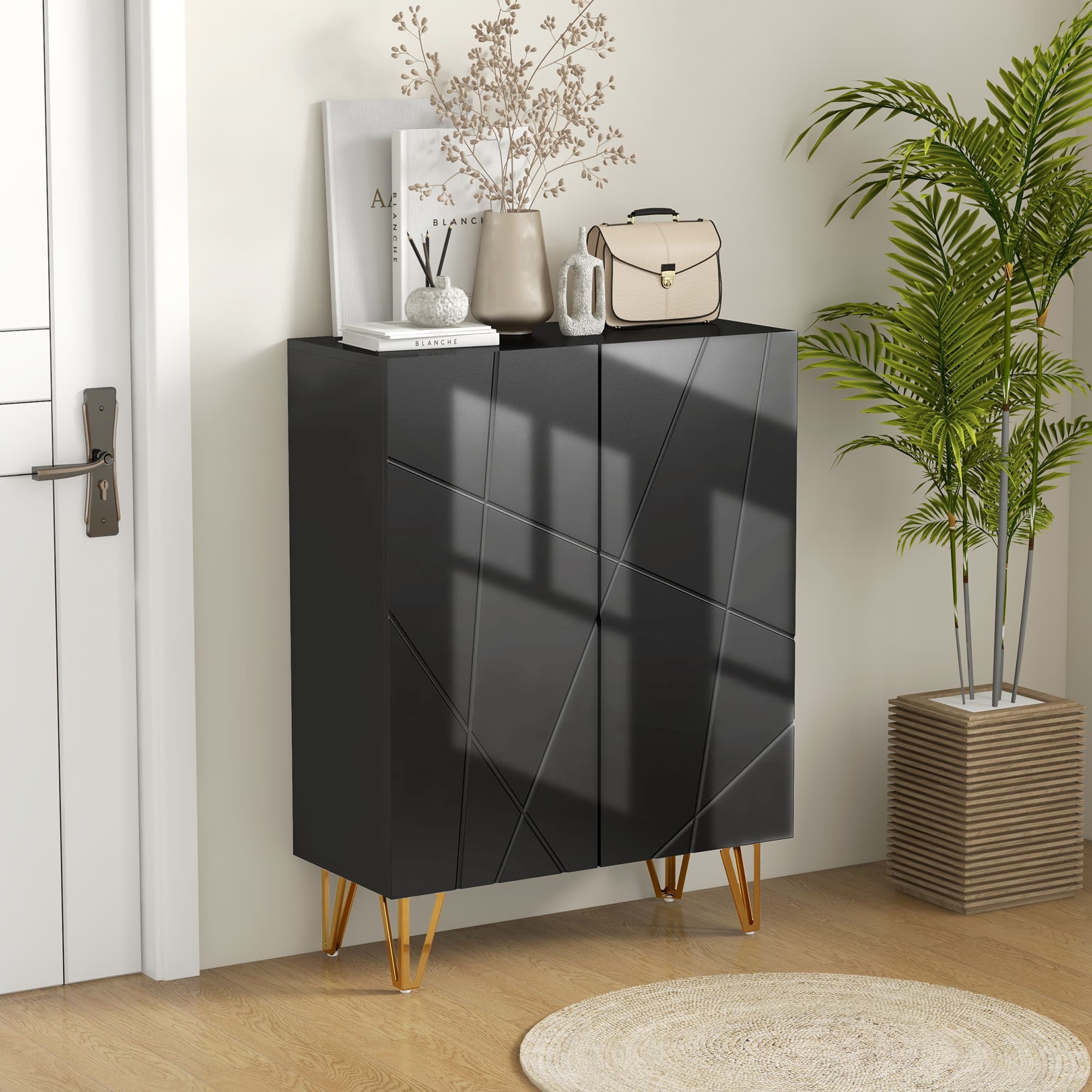 Transform Your Hallway With This High Gloss Black Shoe Cabinet - image 3