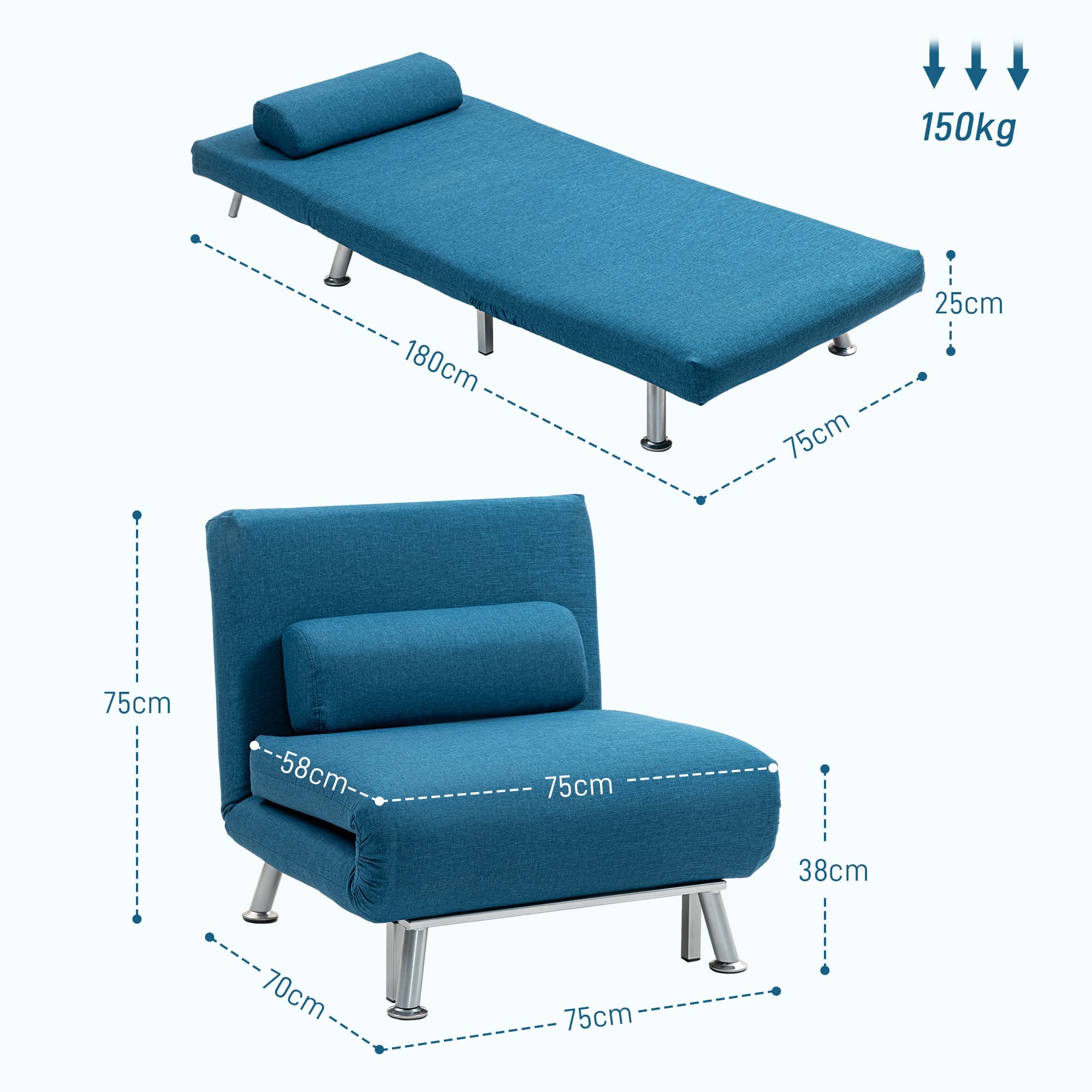 Transform Your Space With This Blue 3-in-1 Sleeper Chair - image 2