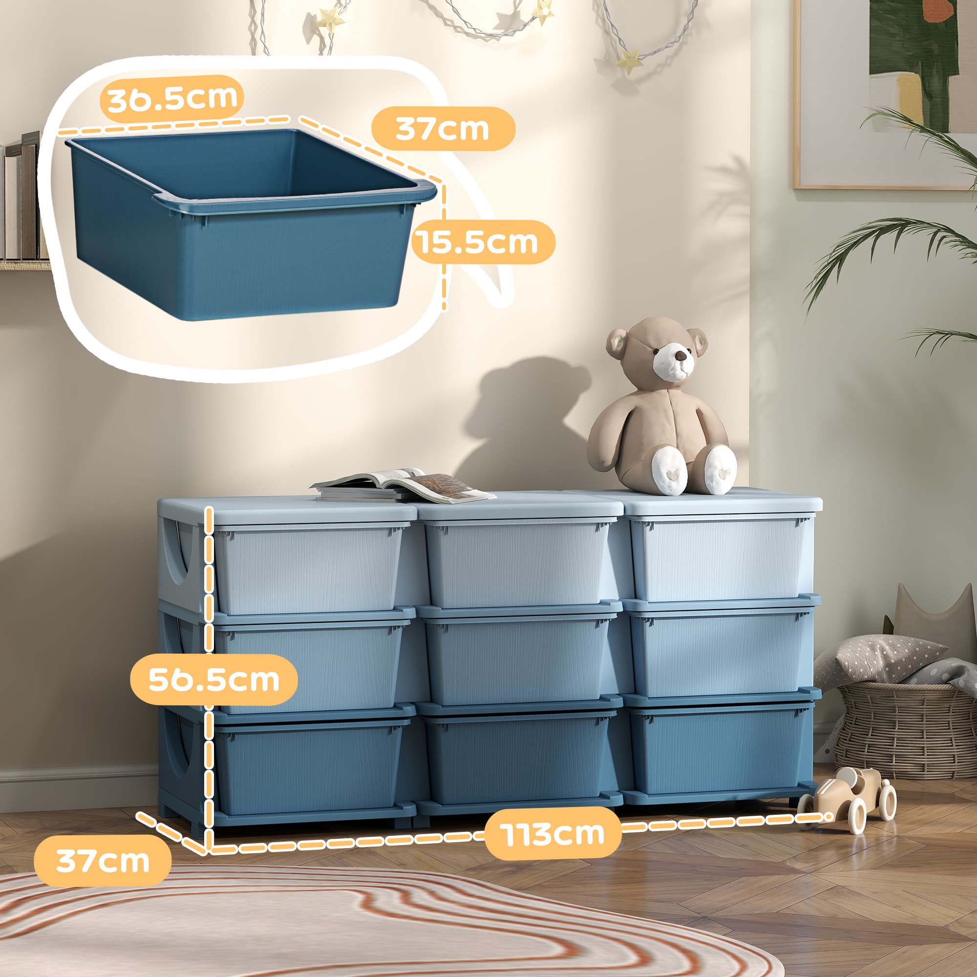 Keep Kids' Rooms Tidy with This Blue 9-Drawer Storage Unit - image 1