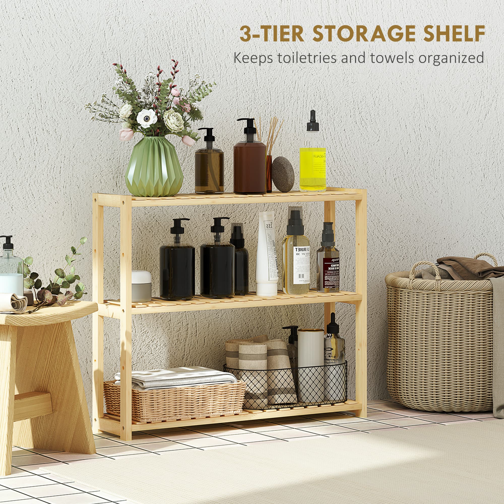 Transform Your Space with this 3-Tier Bamboo Bathroom Rack - image 1