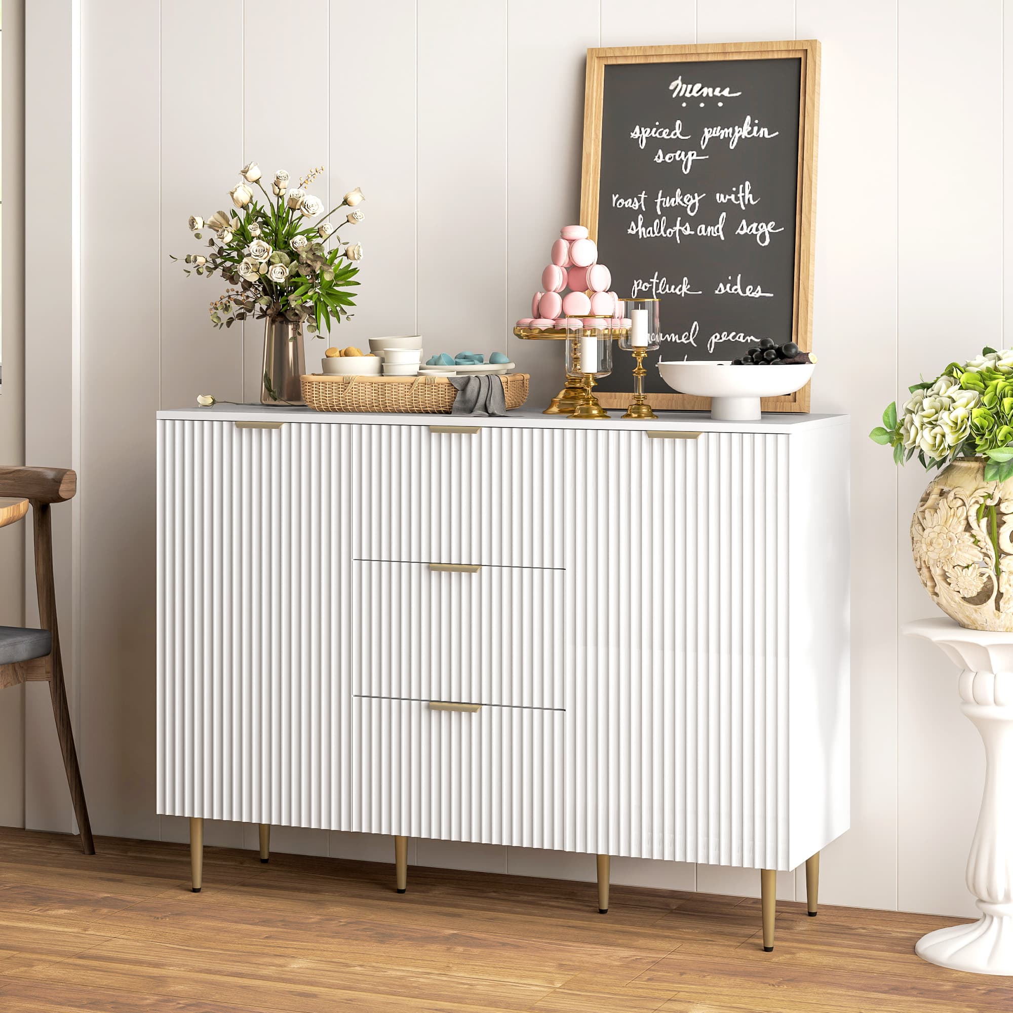 Effortless Storage: Modern White Fluted Sideboard - image 2