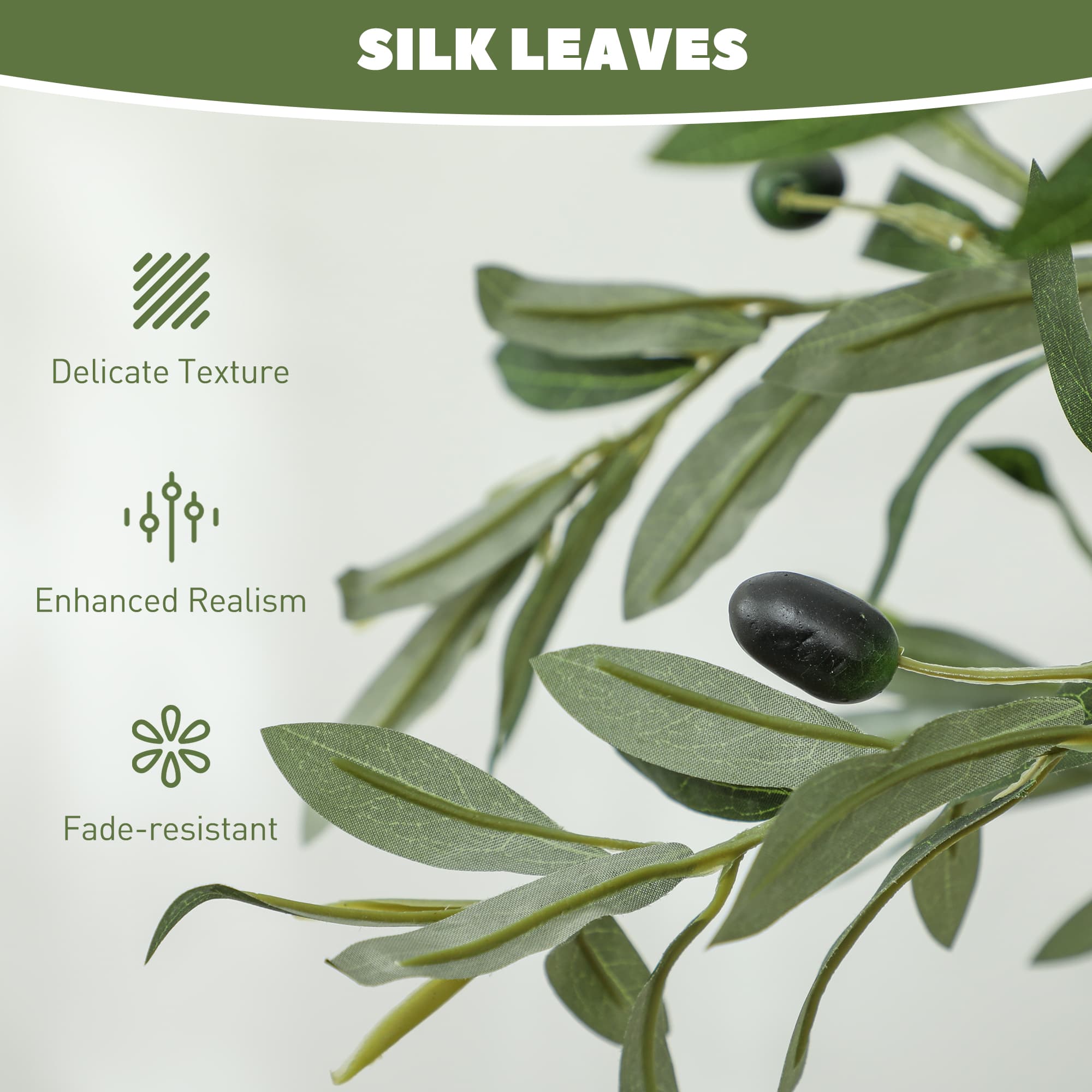Set of Two Artificial Olive Trees with Silk Foliage and Weighted Pots - image 2