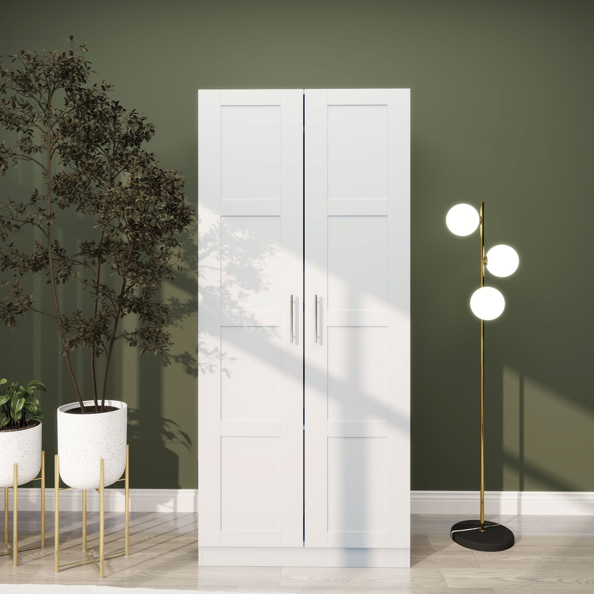 Effortless Storage: White Double Wardrobe with Shelves - image 1