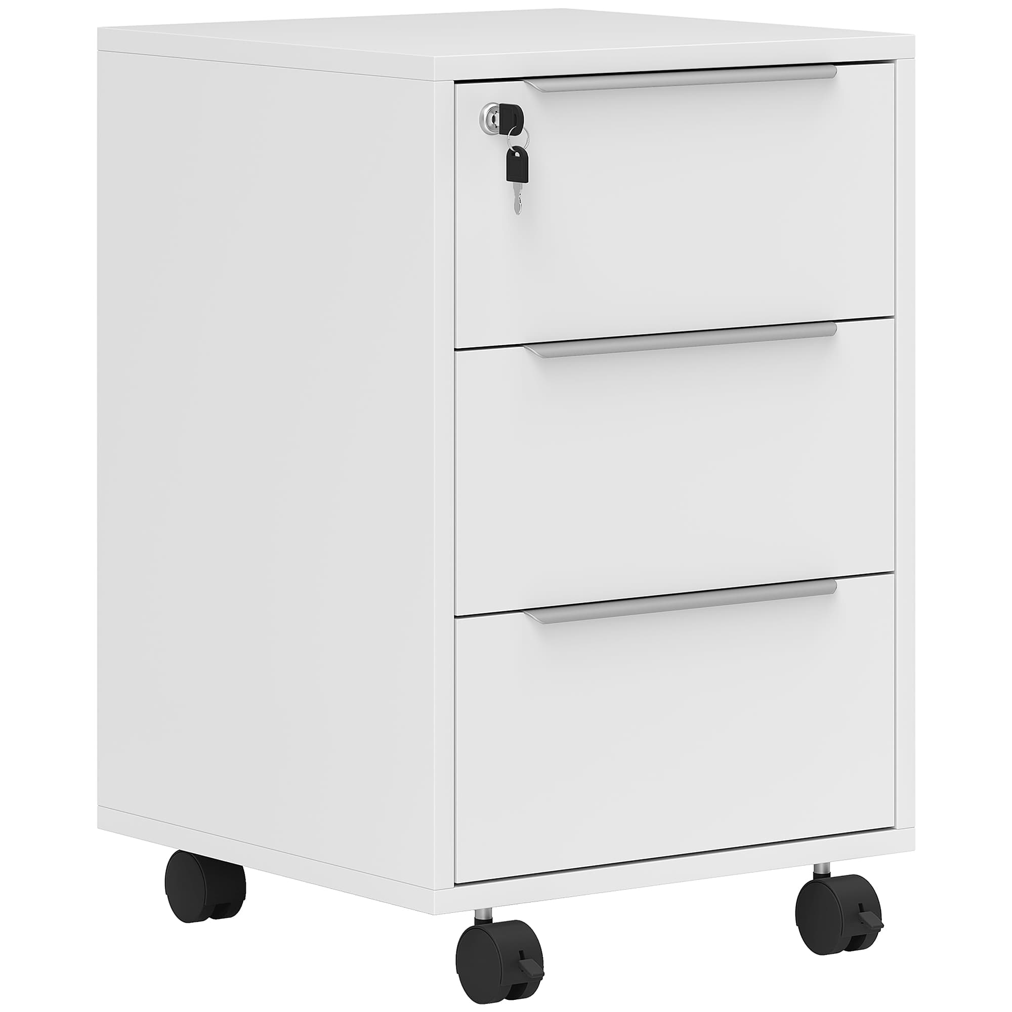 Keep Documents Secure with a Lockable Three-Drawer Filing Cabinet - White