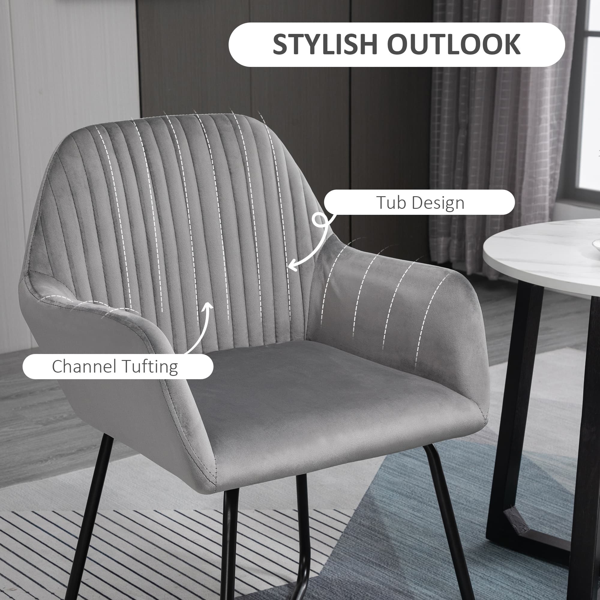 Transform Your Space with the Grey Velvet Plisse Accent Chair - image 3