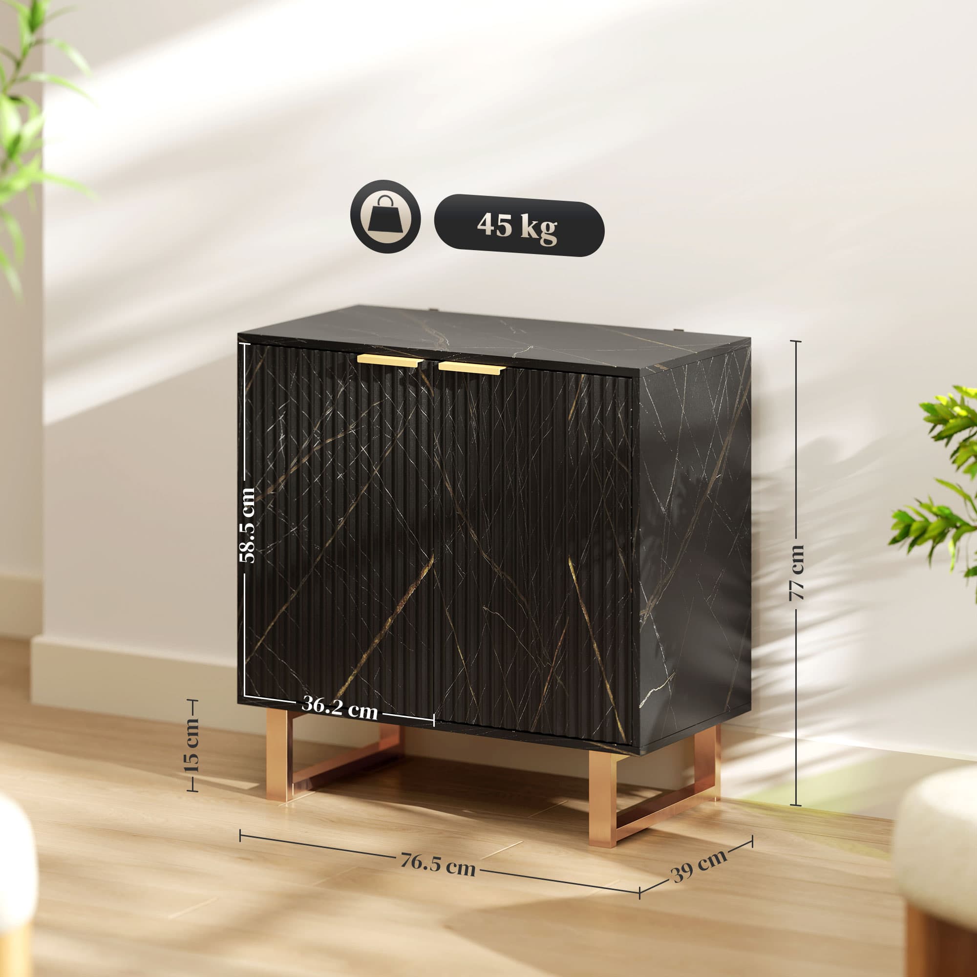 A two-door storage sideboard with a bold marble-effect finish - image 5