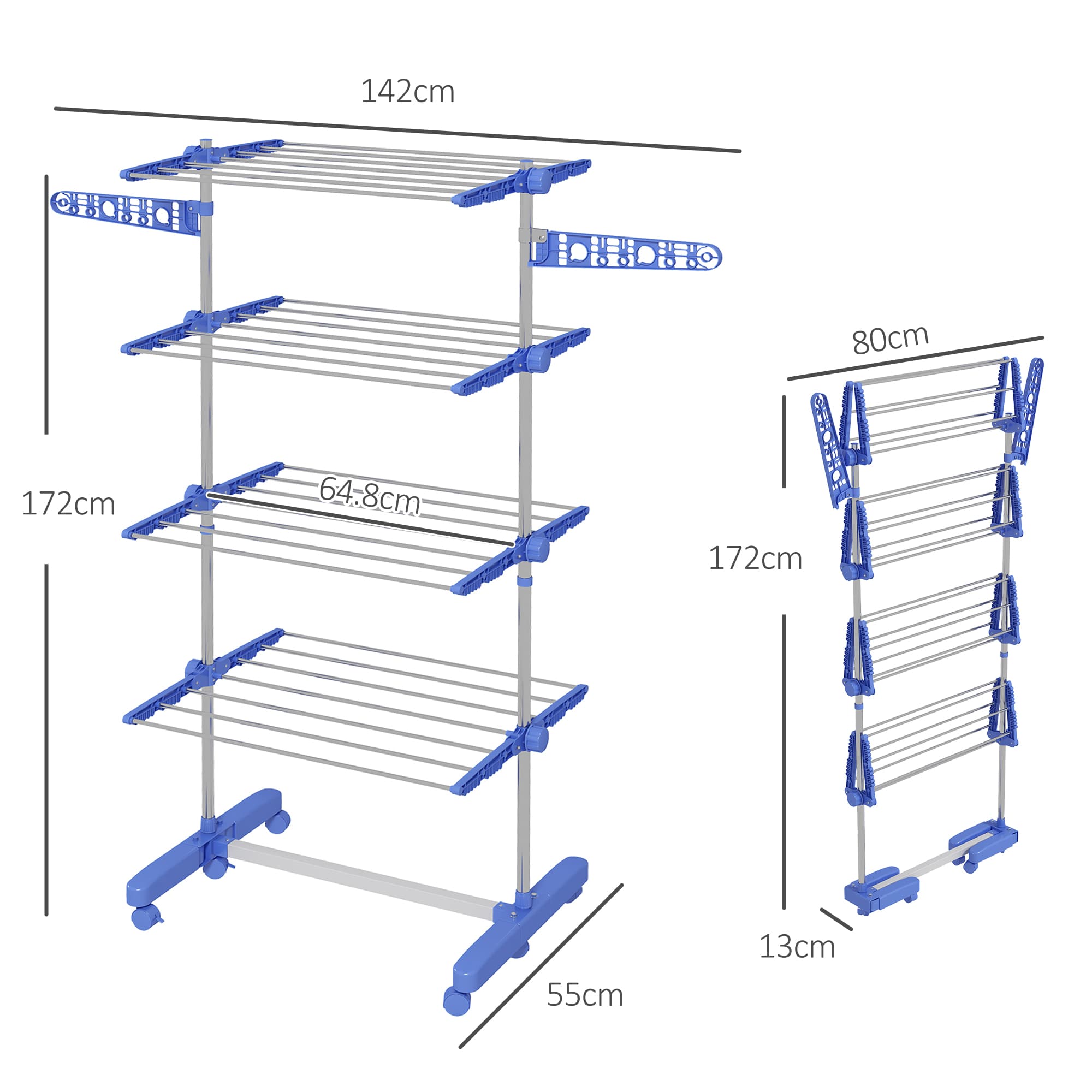Collapsible 4-Tier Clothes Drying Rack with Wing Extensions - image 5