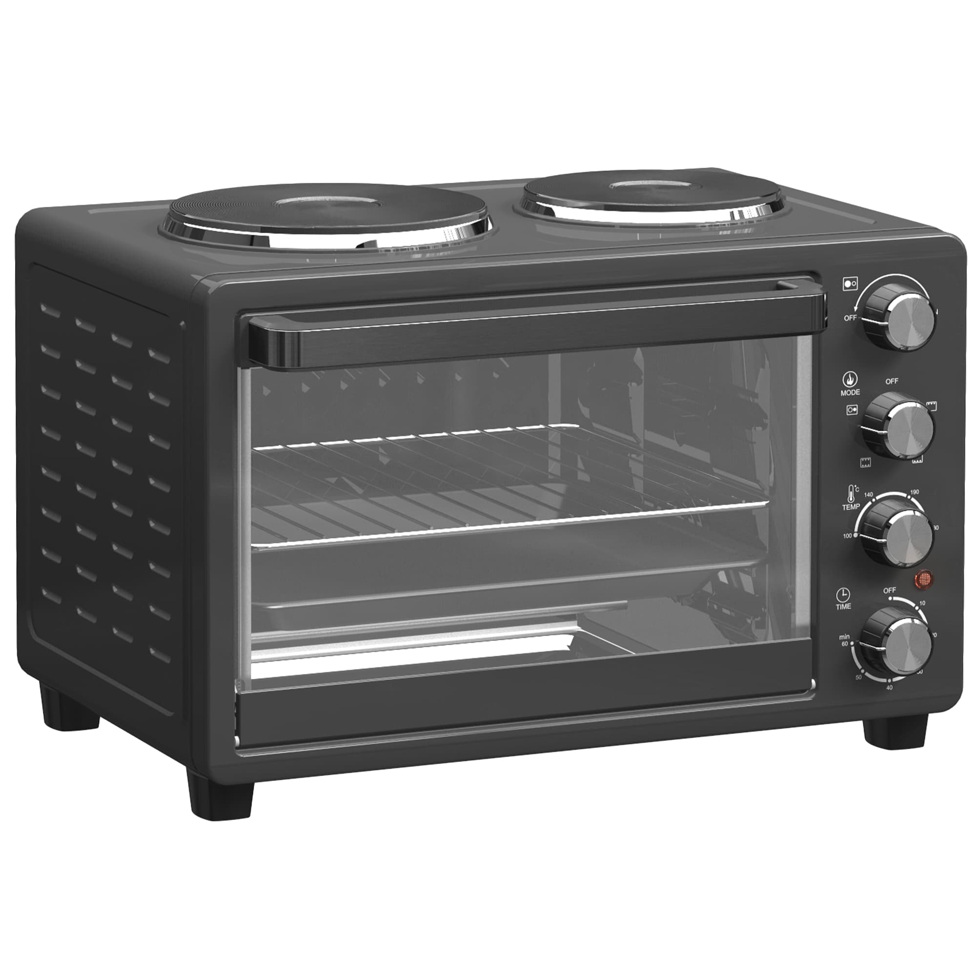Transform Your Kitchen with this 28L Mini Oven & Dual Hot Plates - Black