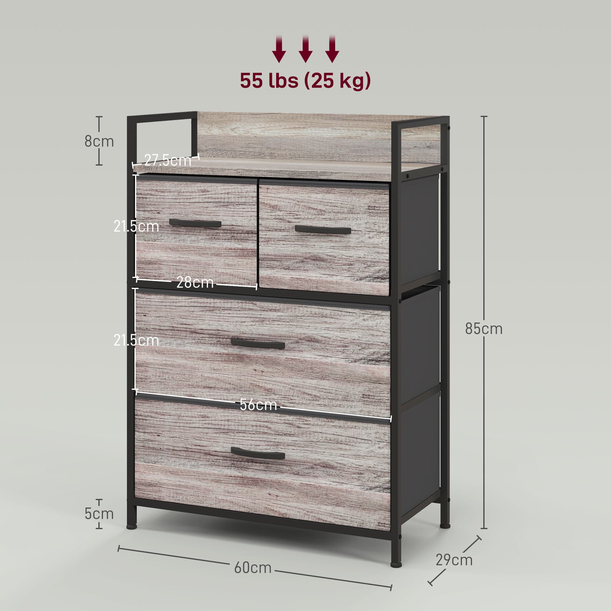 Four Fabric Drawers with an Industrial Wood-Effect Frame - image 3