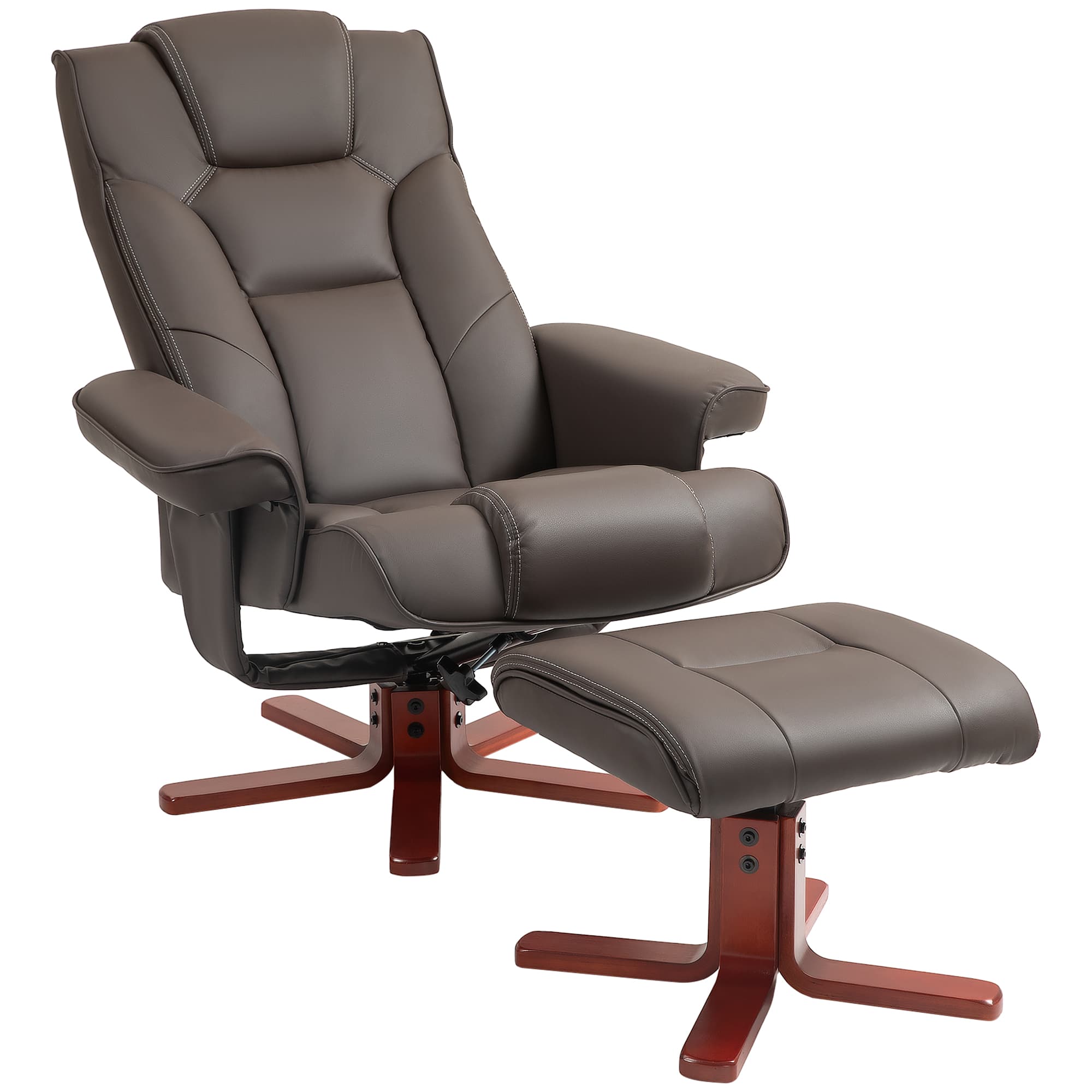Transform Your Lounge with this Brown Recliner & Footstool - Brown