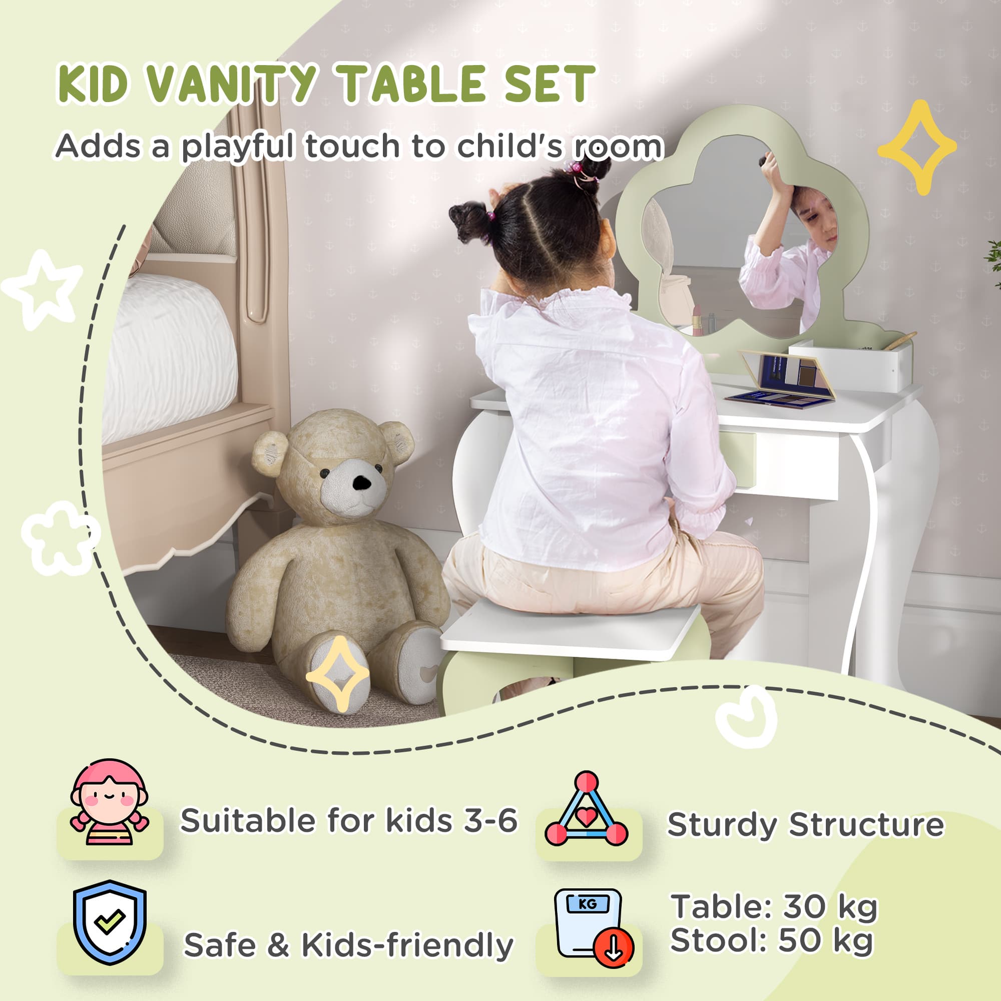 Give Little Ones Their Own Dressing Table with Flower Mirror - image 3